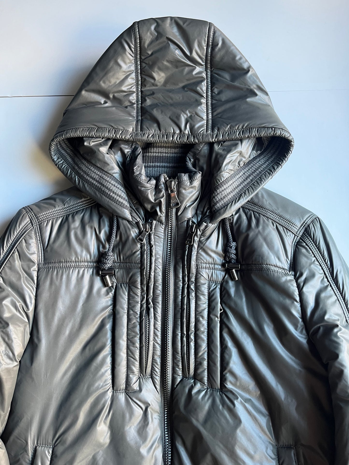 00’s Dolce & Gabbana Multi Zips Avant Garde Grey Astro Bomber Jacket (S/M) - dark grey
