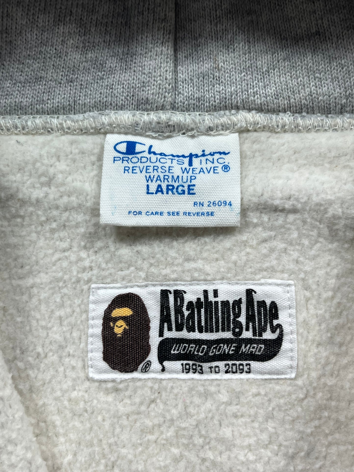 2016 BAPE X CHAMPION ZIP UP HOODIE (L/M)