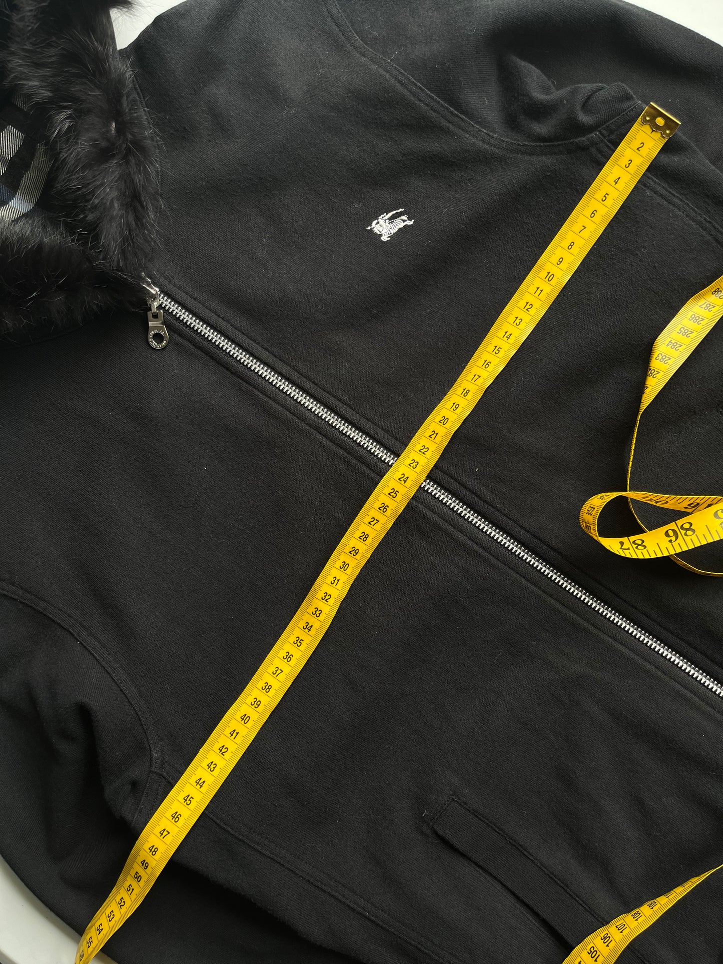 00’s BURBERRY made in Japan real rabbit fur zip up hoodie (L)