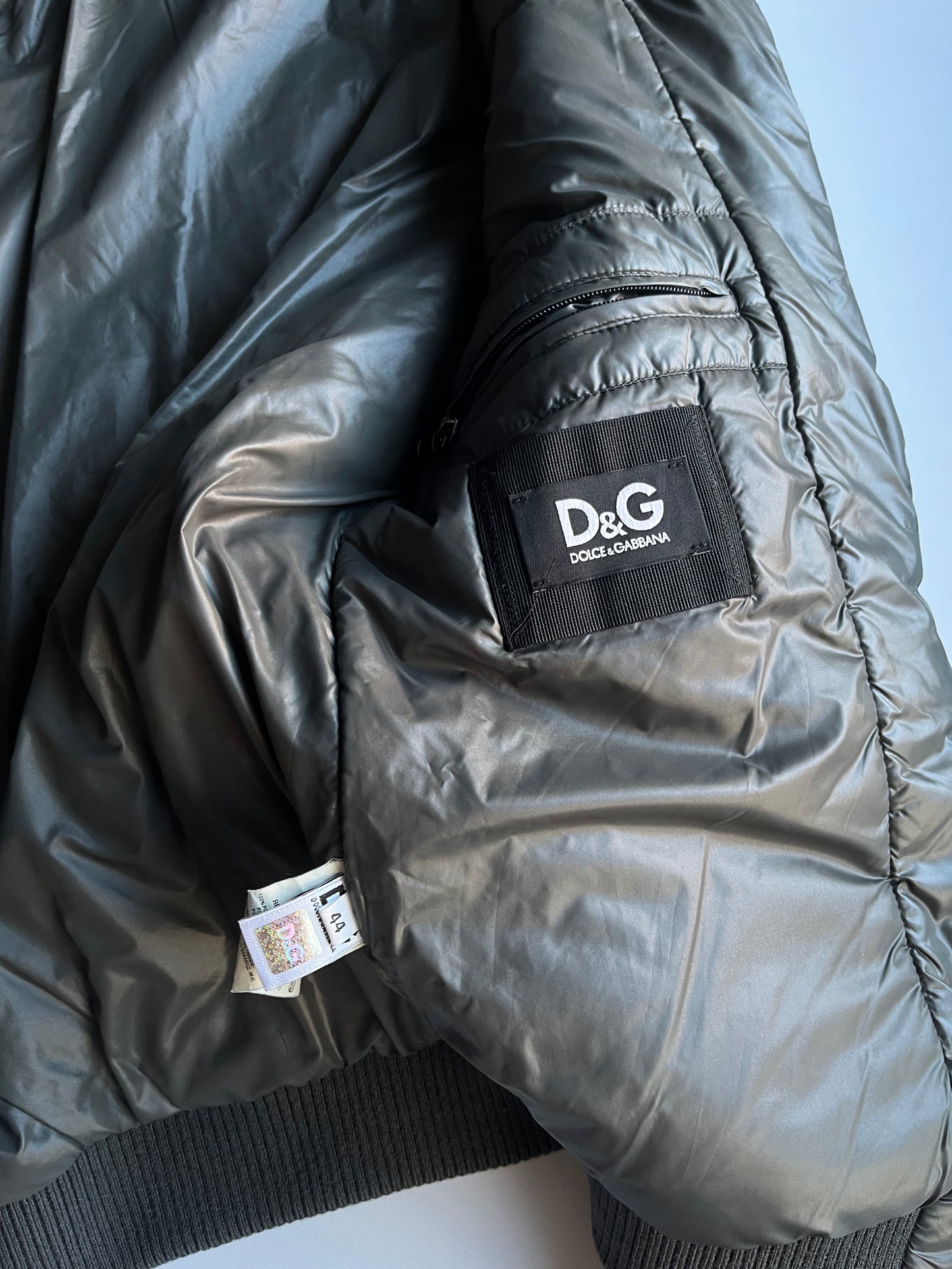 00’s Dolce & Gabbana Multi Zips Avant Garde Grey Astro Bomber Jacket (S/M) - dark grey