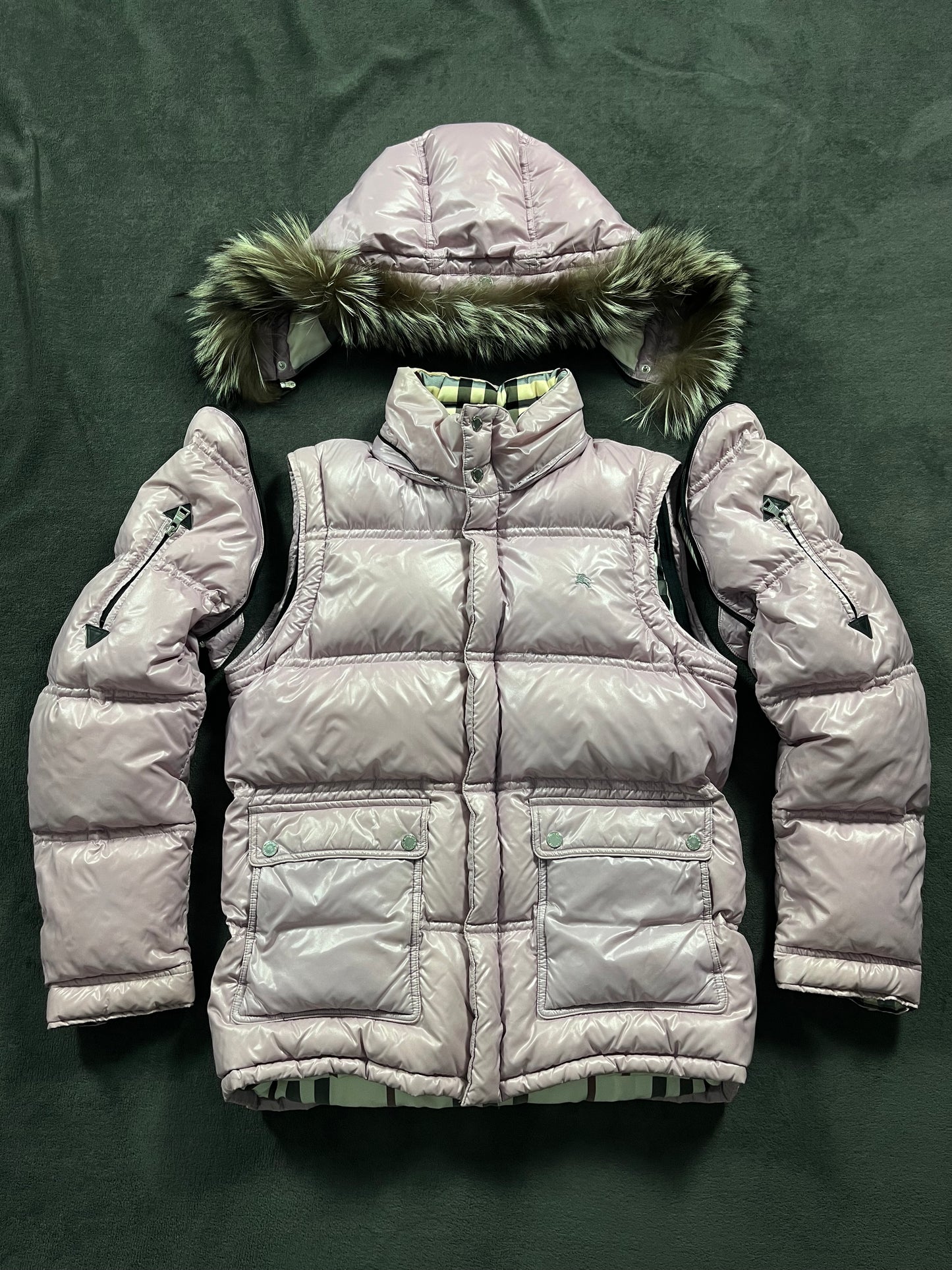 00’s BURBERRY made in Japan real fur down jacket (L)