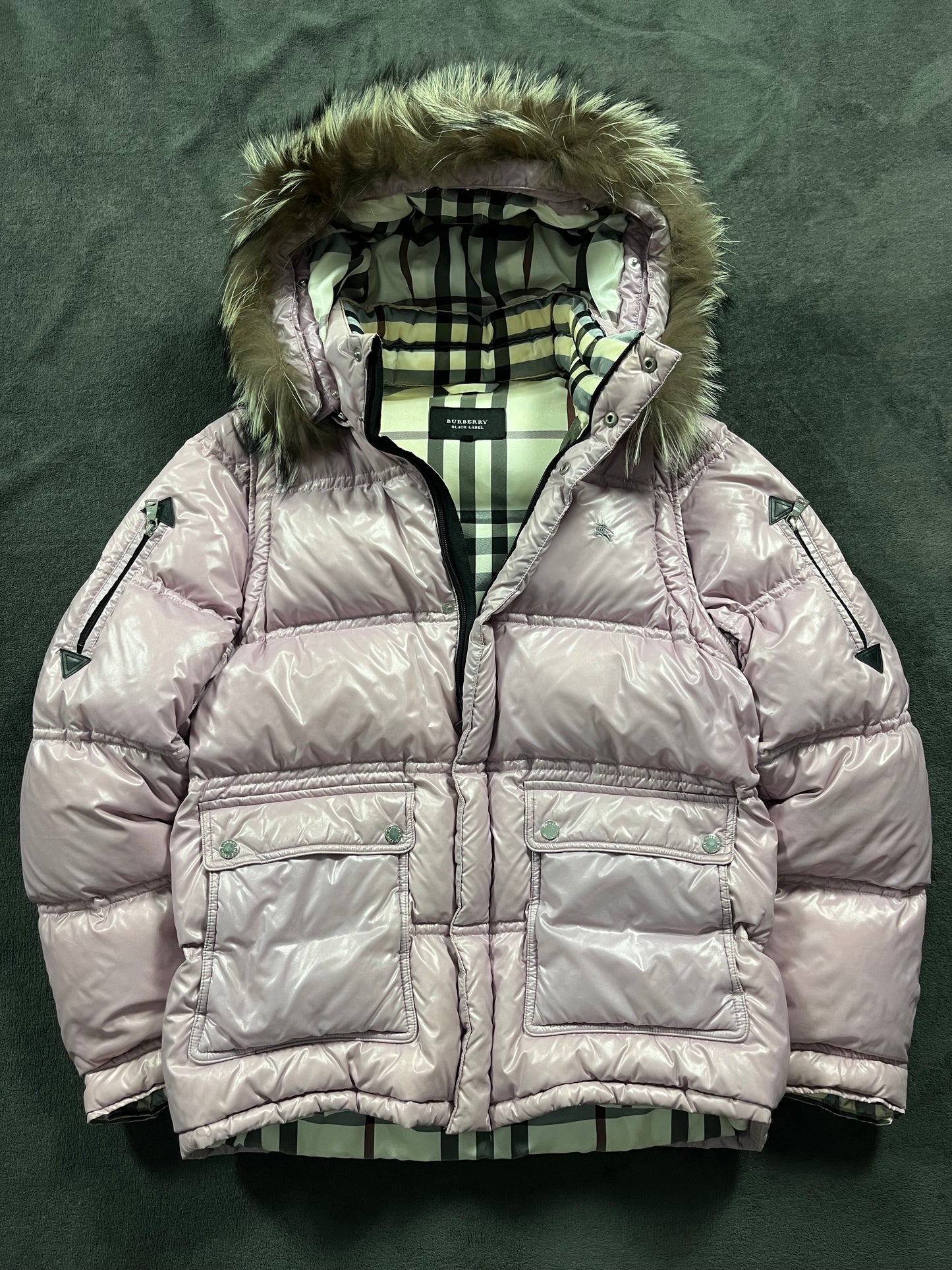 00’s BURBERRY made in Japan real fur down jacket (L)