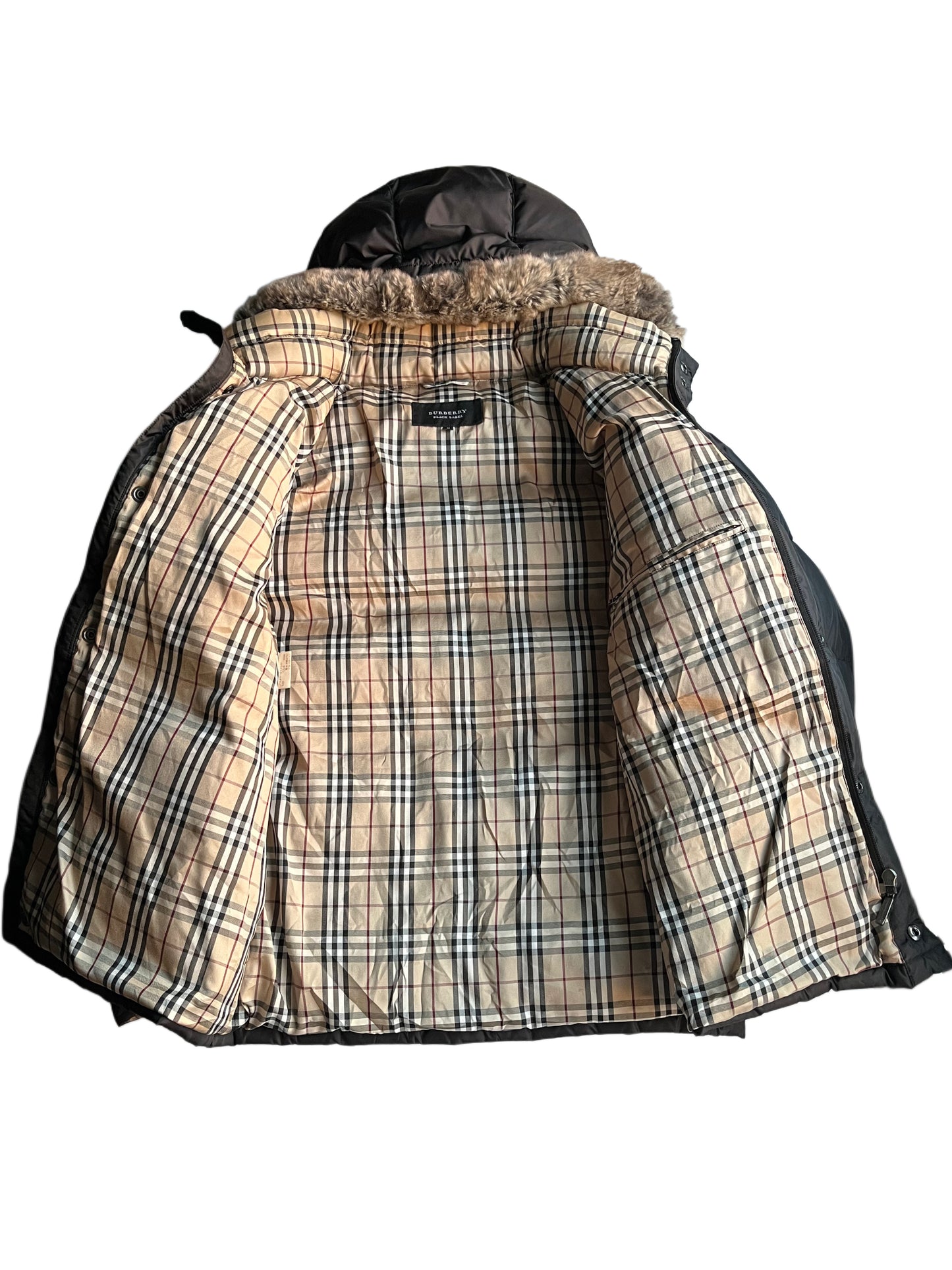 00’s BURBERRY made in Japan real fur down jacket (M) - black