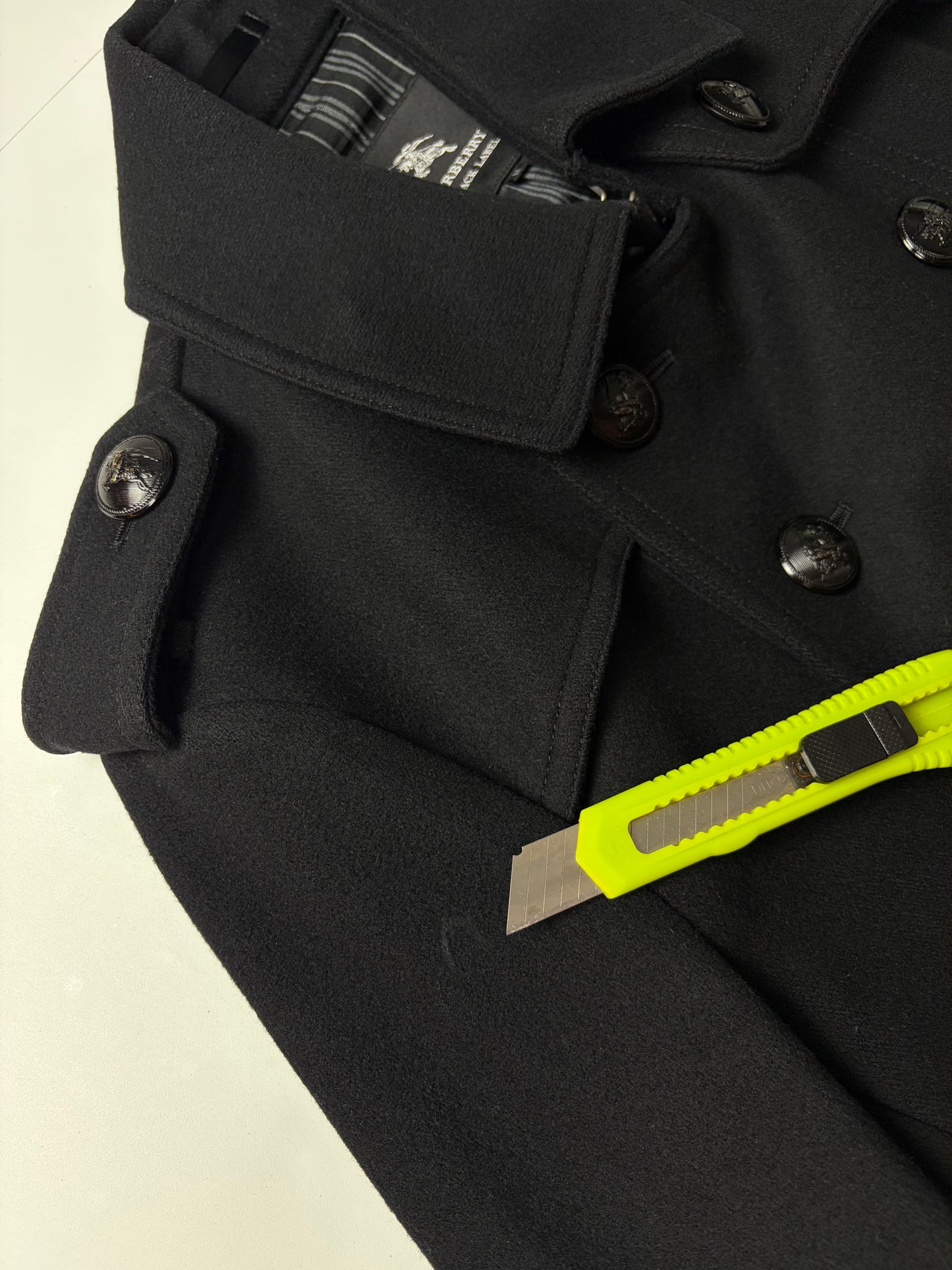 00’s Burberry Black Label Napoleon coat jacket - S/M - black