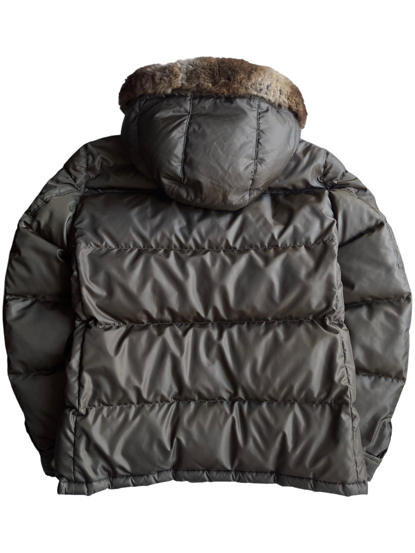 00’s BURBERRY made in Japan real fur down jacket (L) - olive green