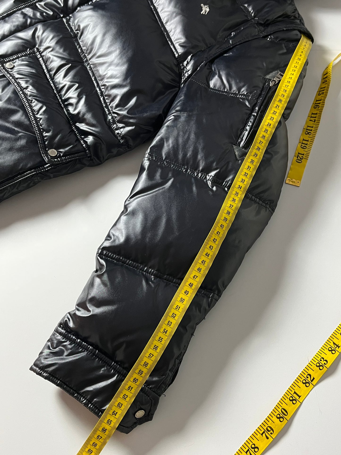 00’s BURBERRY made in Japan real fur down waxed jacket (M/L) - black