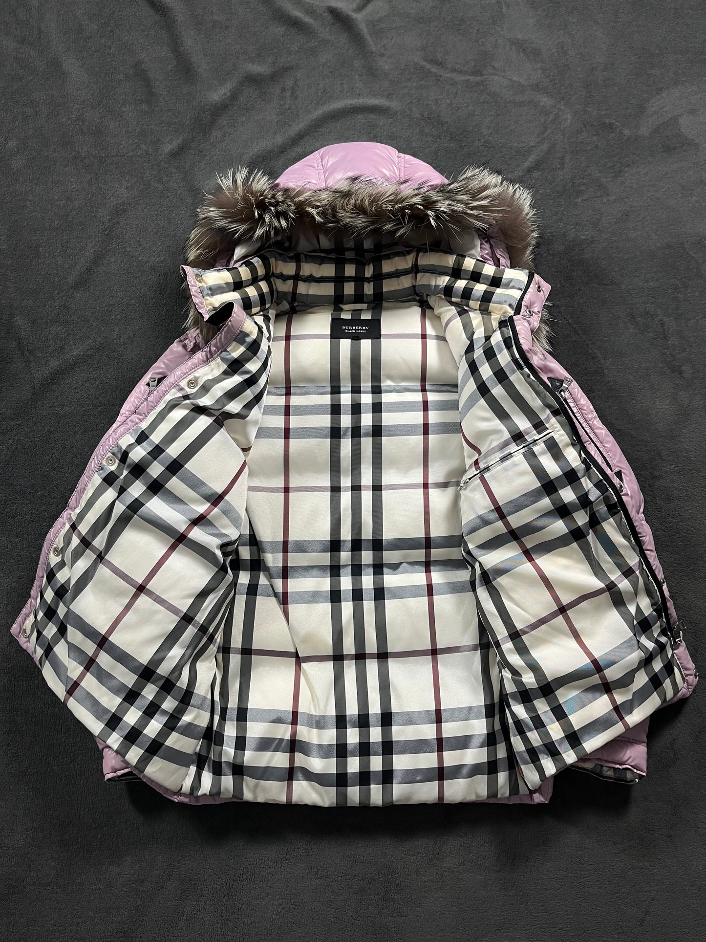 00’s BURBERRY made in Japan real fur down jacket (L)