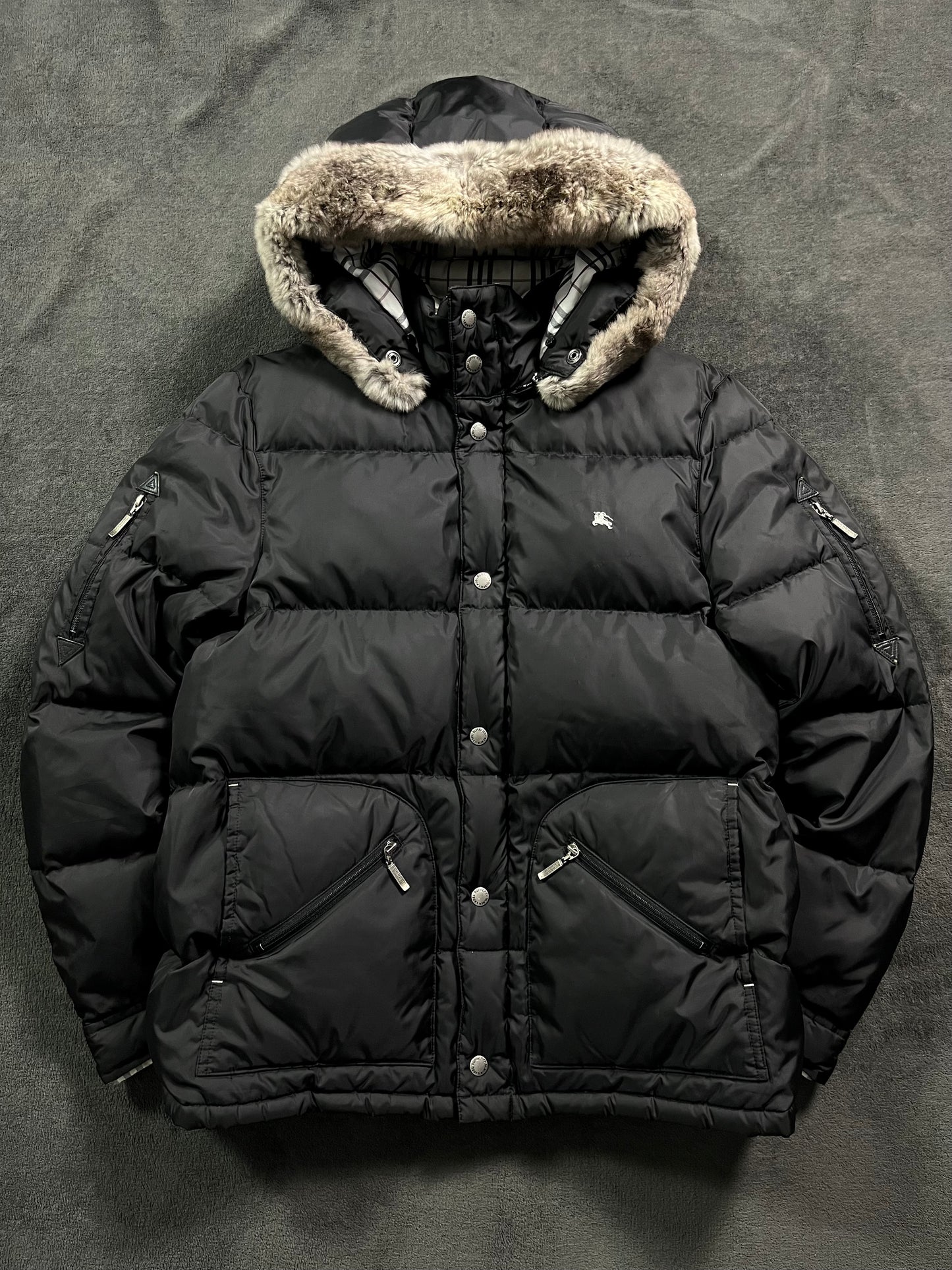 00’s BURBERRY made in Japan real fur down jacket (L)
