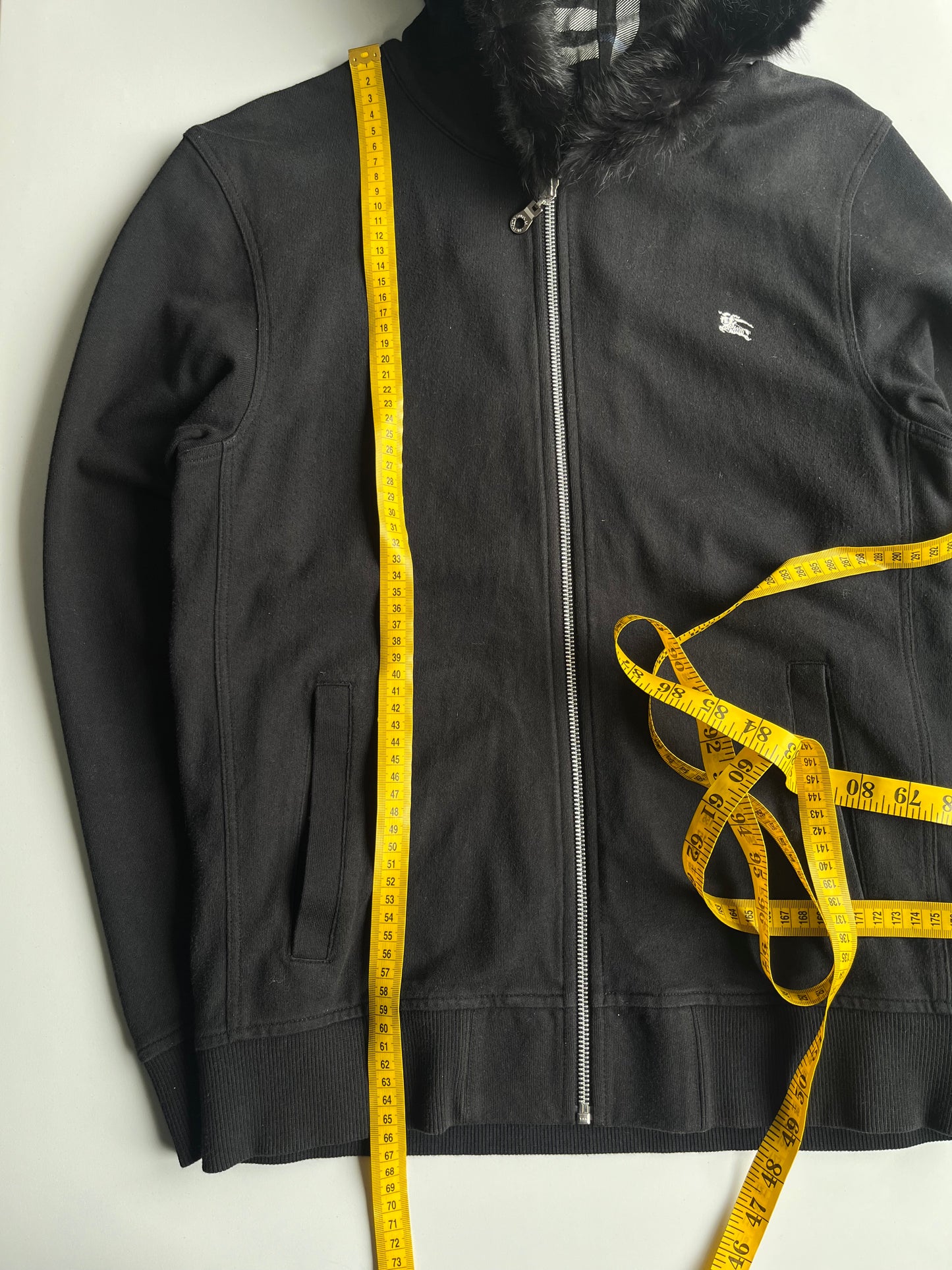 00’s BURBERRY made in Japan real rabbit fur zip up hoodie (L)