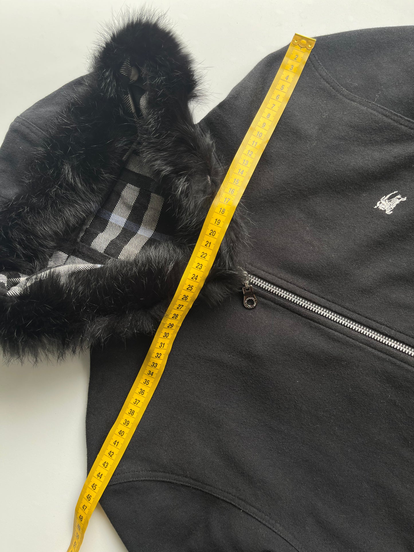 00’s BURBERRY made in Japan real rabbit fur zip up hoodie (L)