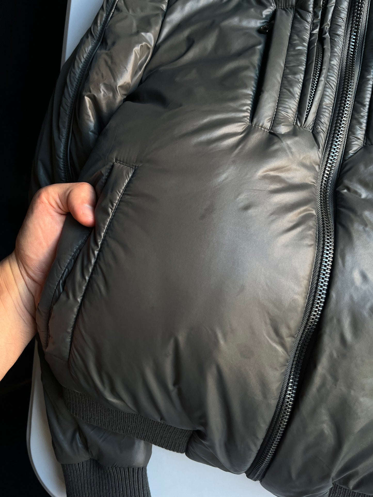 00’s Dolce & Gabbana Multi Zips Avant Garde Grey Astro Bomber Jacket (S/M) - dark grey