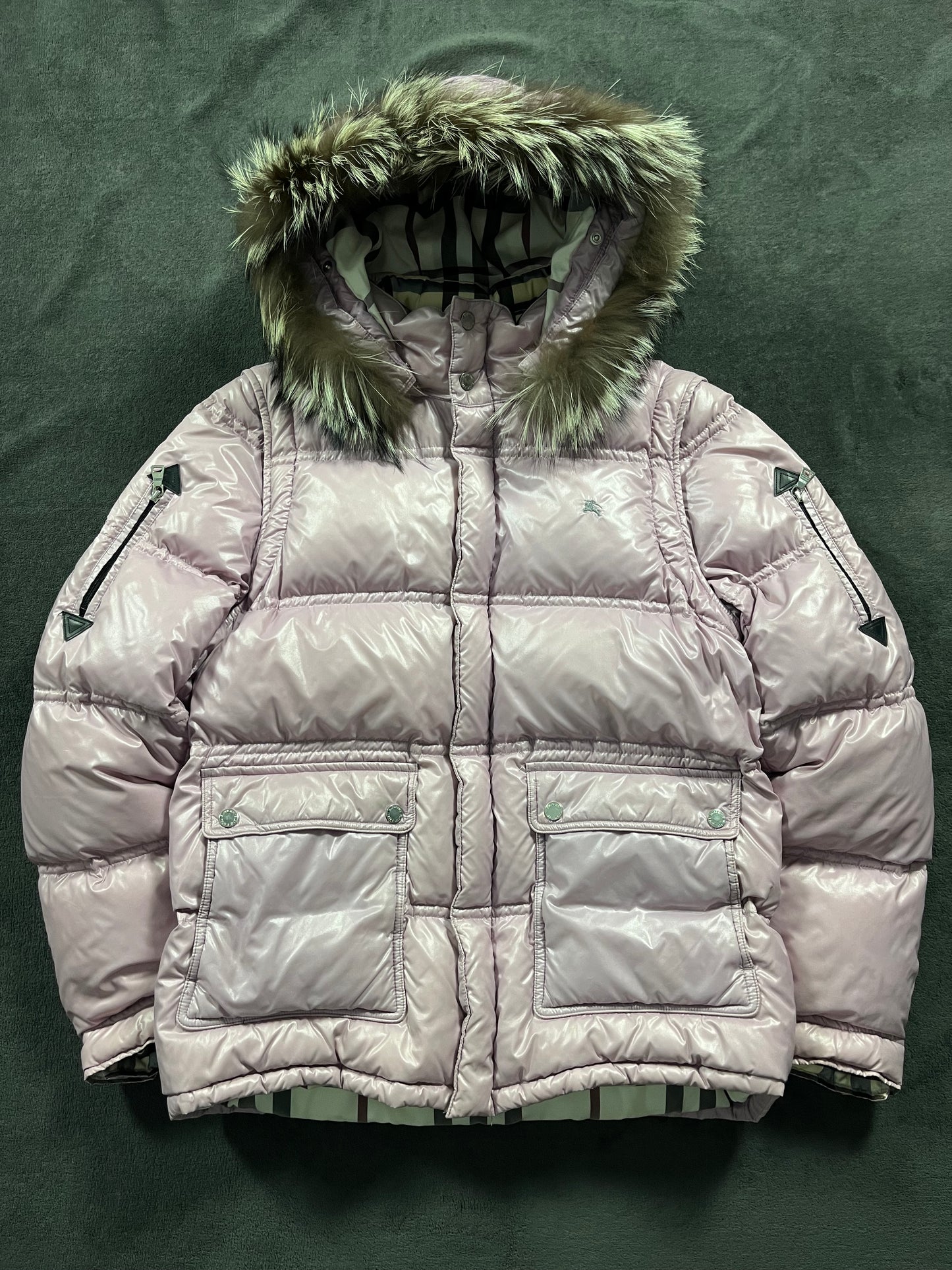 00’s BURBERRY made in Japan real fur down jacket (L)