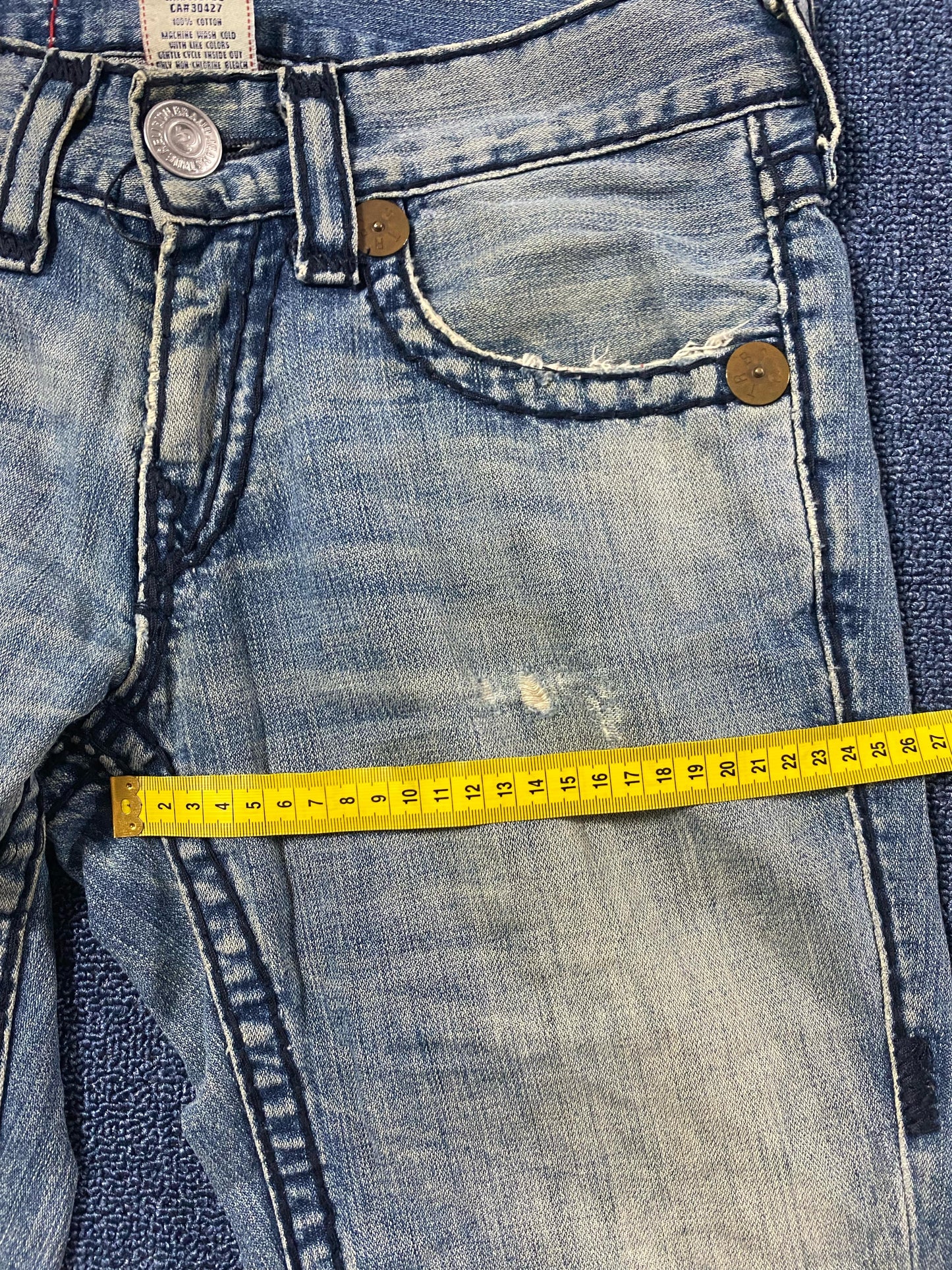 TRUE RELIGION JOEY SUPER T BLACK THICK STITCH JEANS (29)