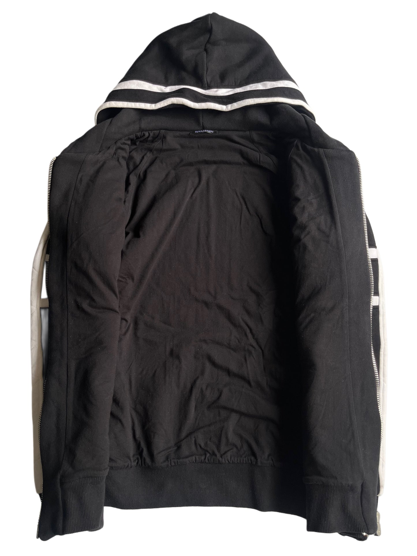 Balmain Union Jack multi zips heavy cotton hoodie (L) - black