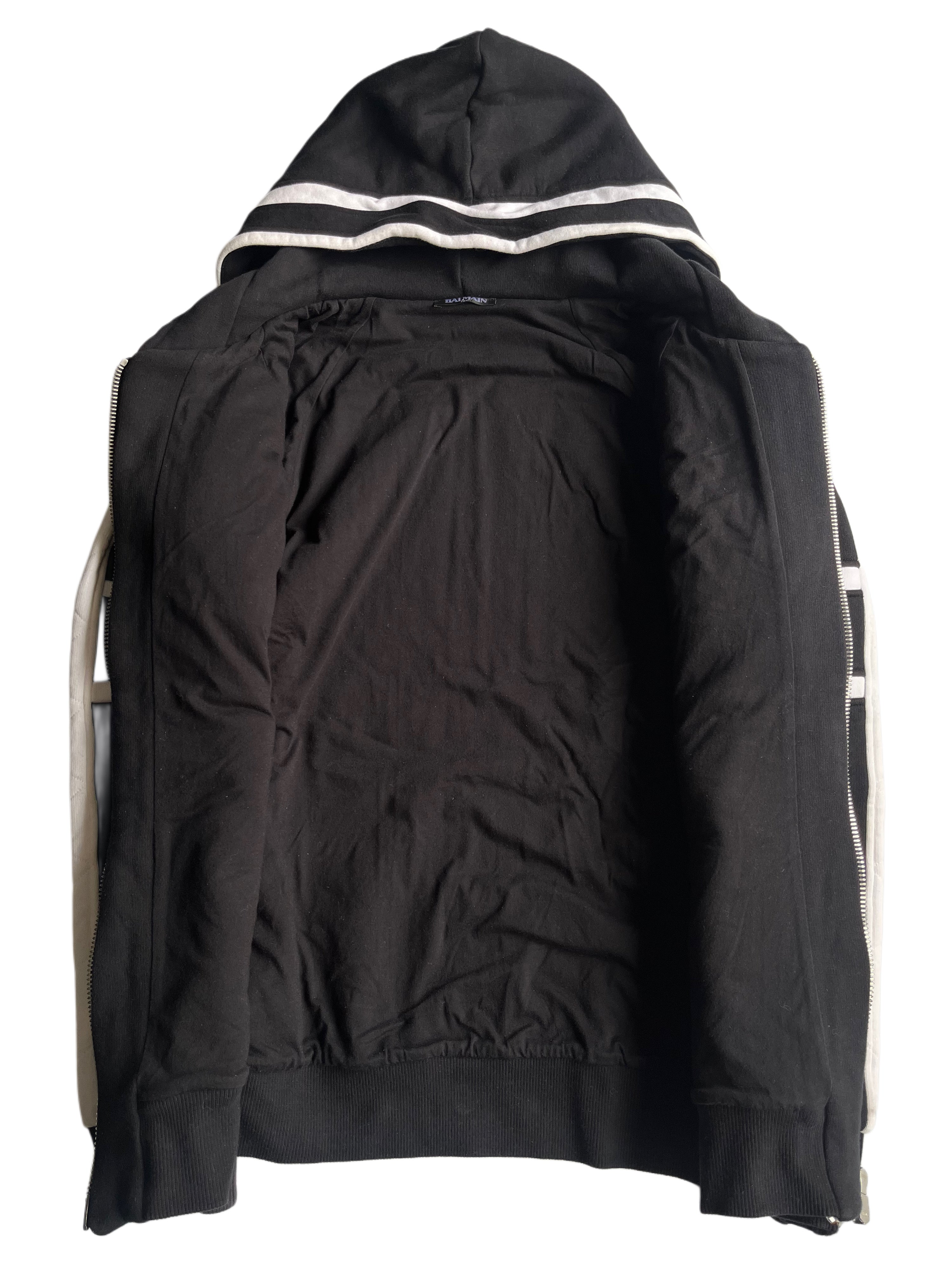 Balmain Union Jack multi zips heavy cotton hoodie (L) - black