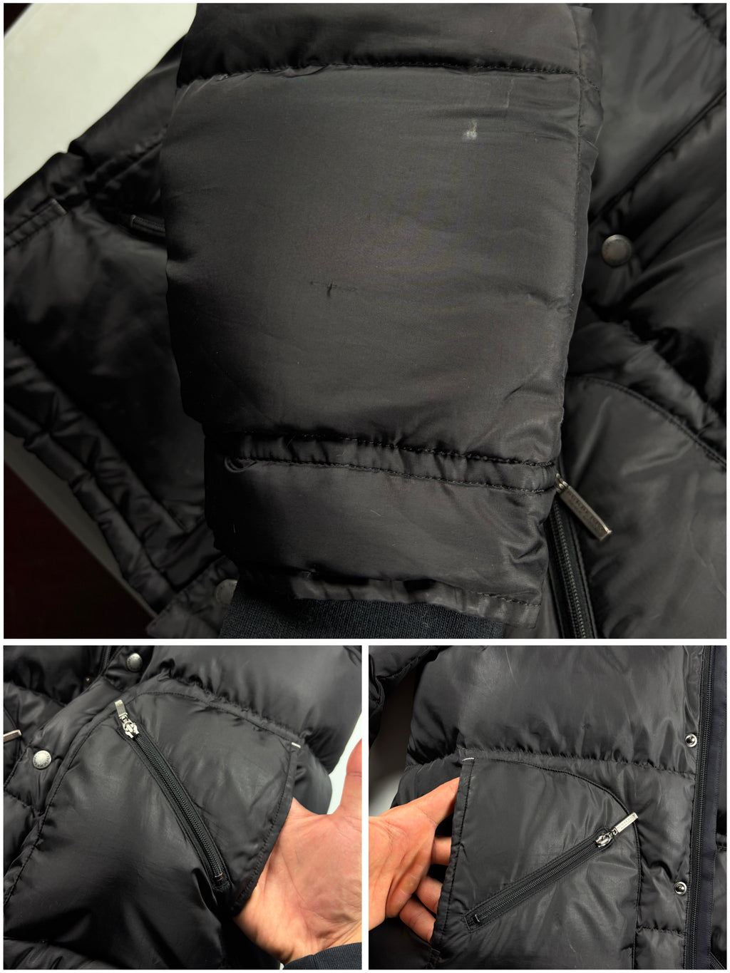 00’s BURBERRY Black Label real fur down jacket (M/L) - black