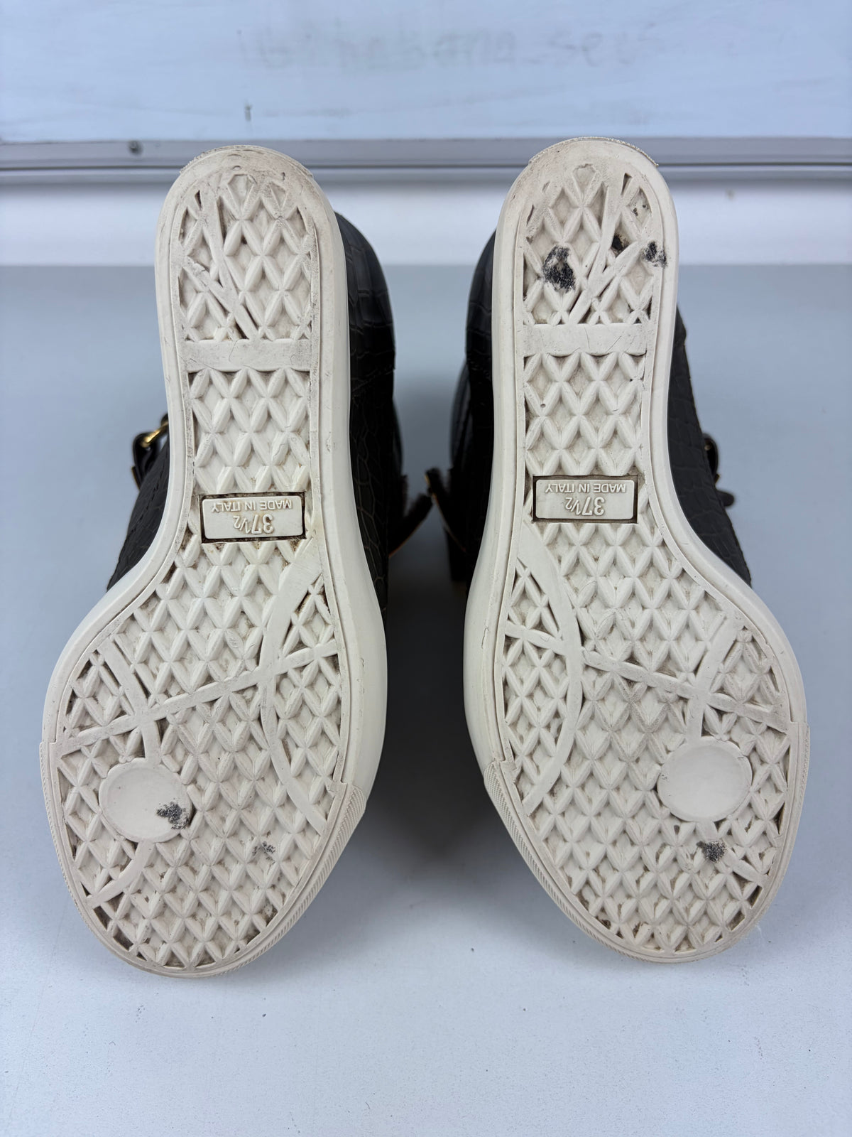 Giuseppe Zanotti dark green croc-embossed leather wedges - eu 37.5 / us 7.5 / uk 4.5