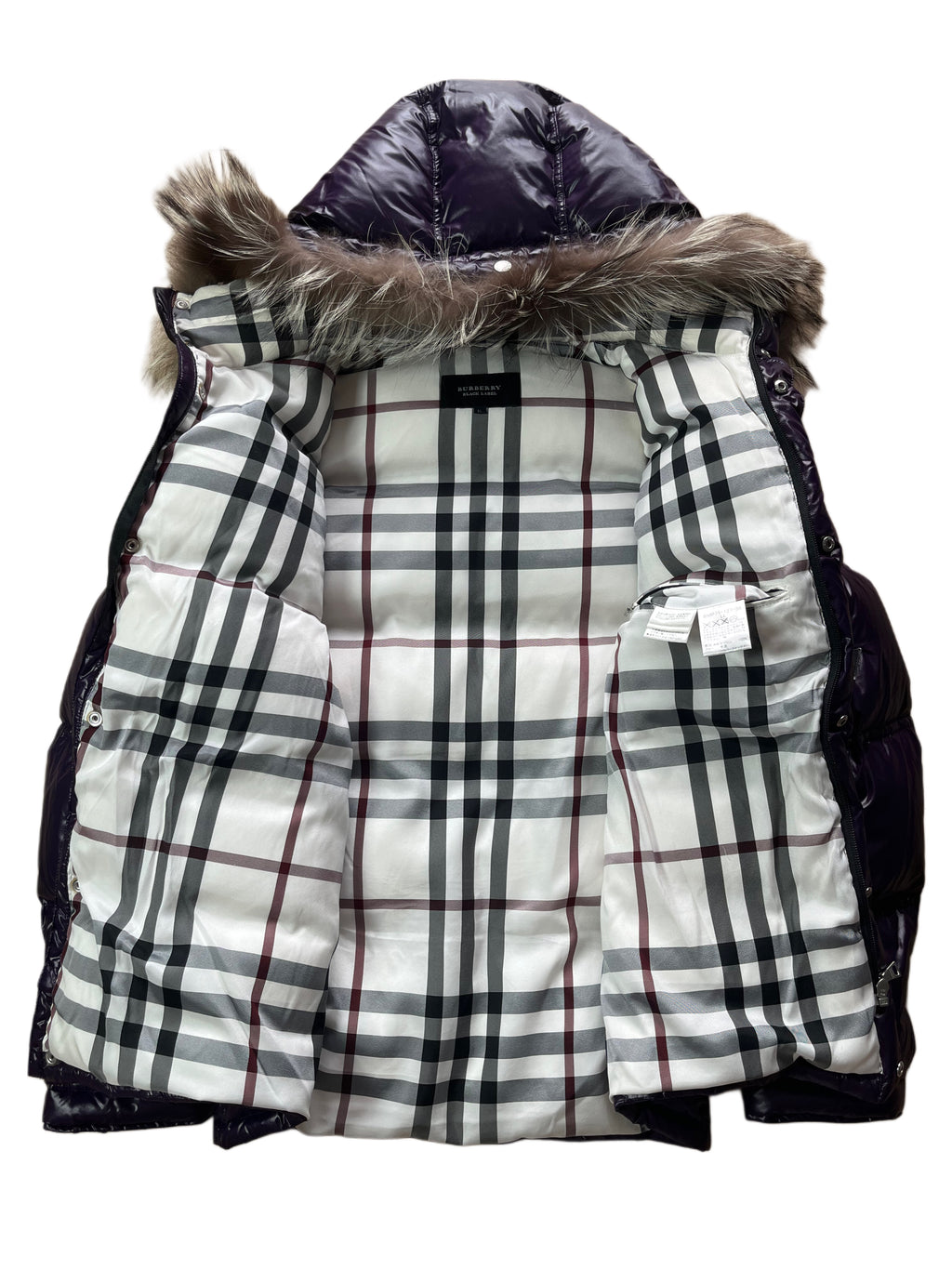 00’s BURBERRY made in Japan real fur down jacket (L/LL) - purple