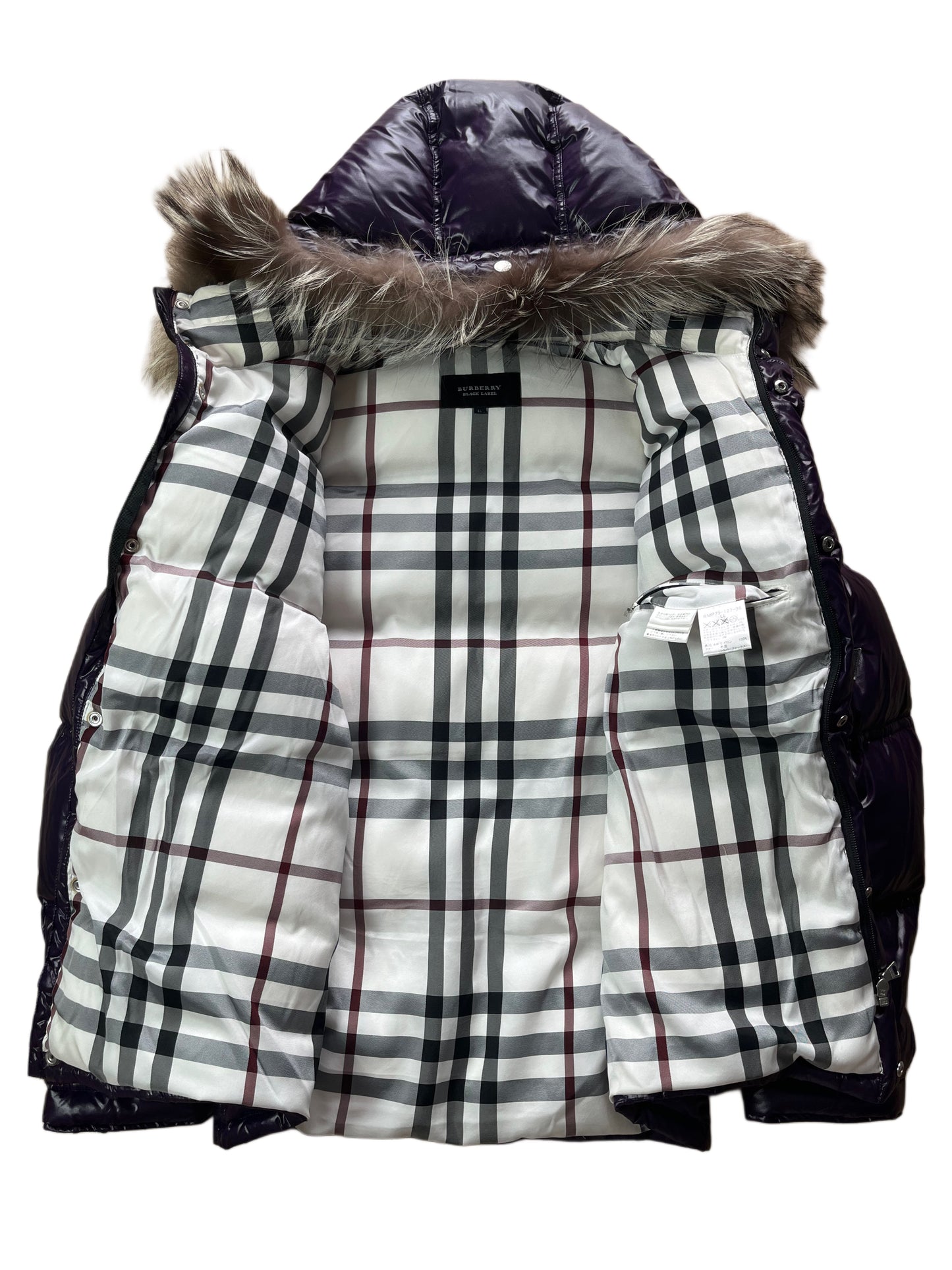 00’s BURBERRY made in Japan real fur down jacket (L/LL) - purple