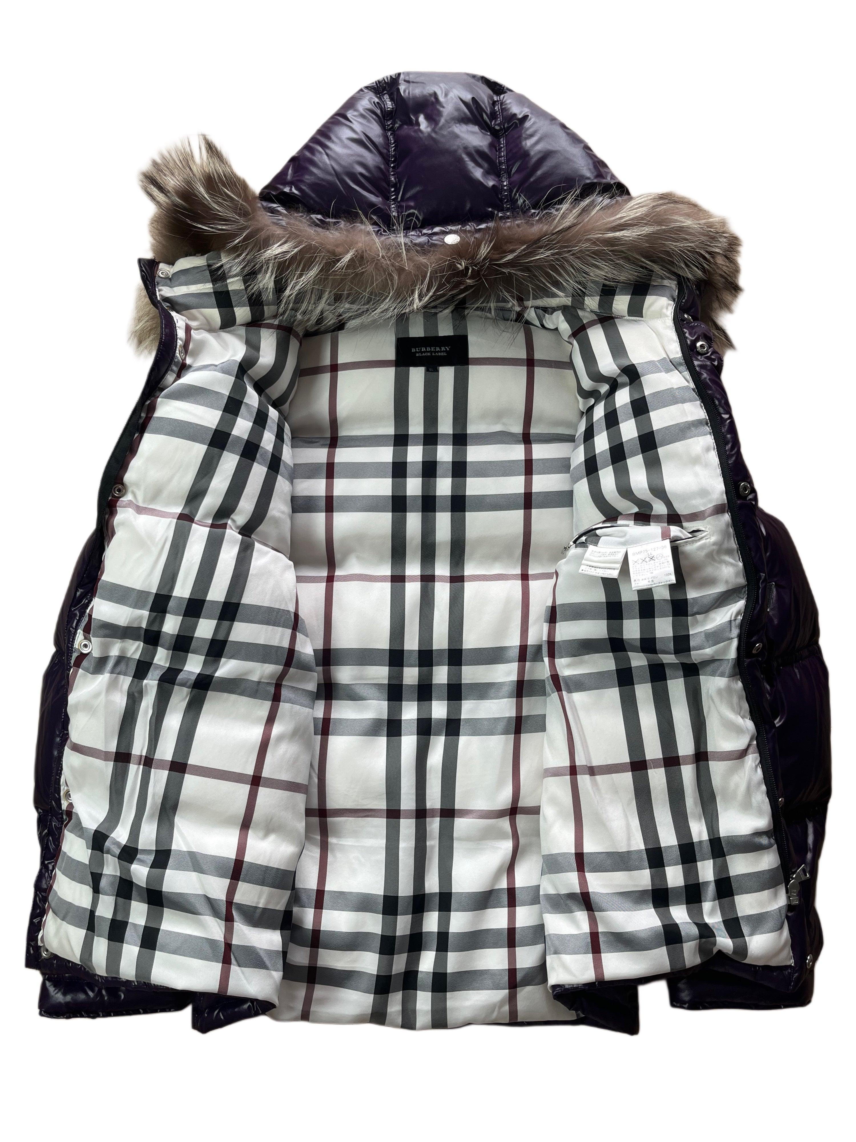 00’s BURBERRY made in Japan real fur down jacket (L/LL) - purple