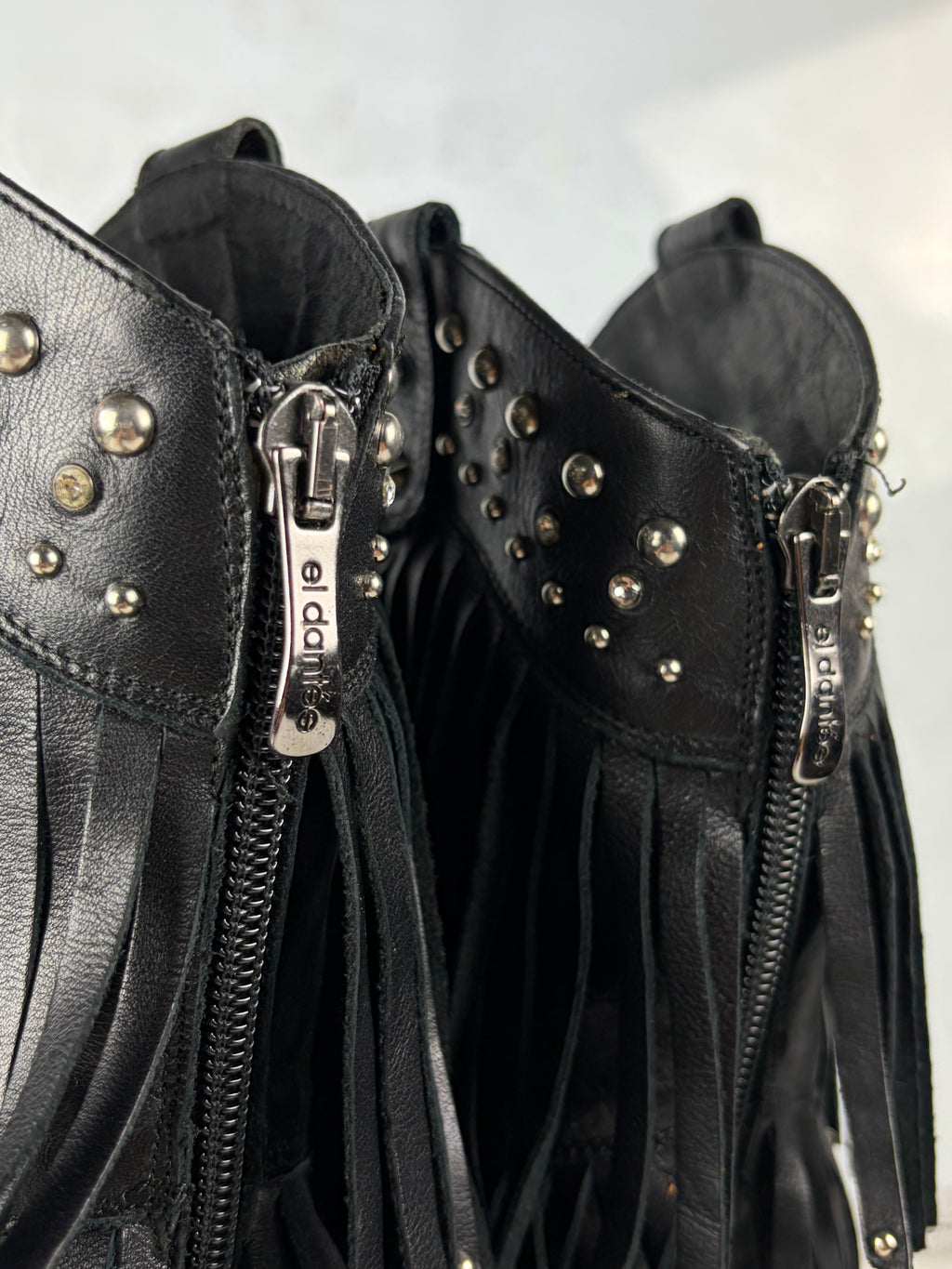 Vintage El Dantés studded fringe western stiletto boots - eu 39 / us 8 / uk 6