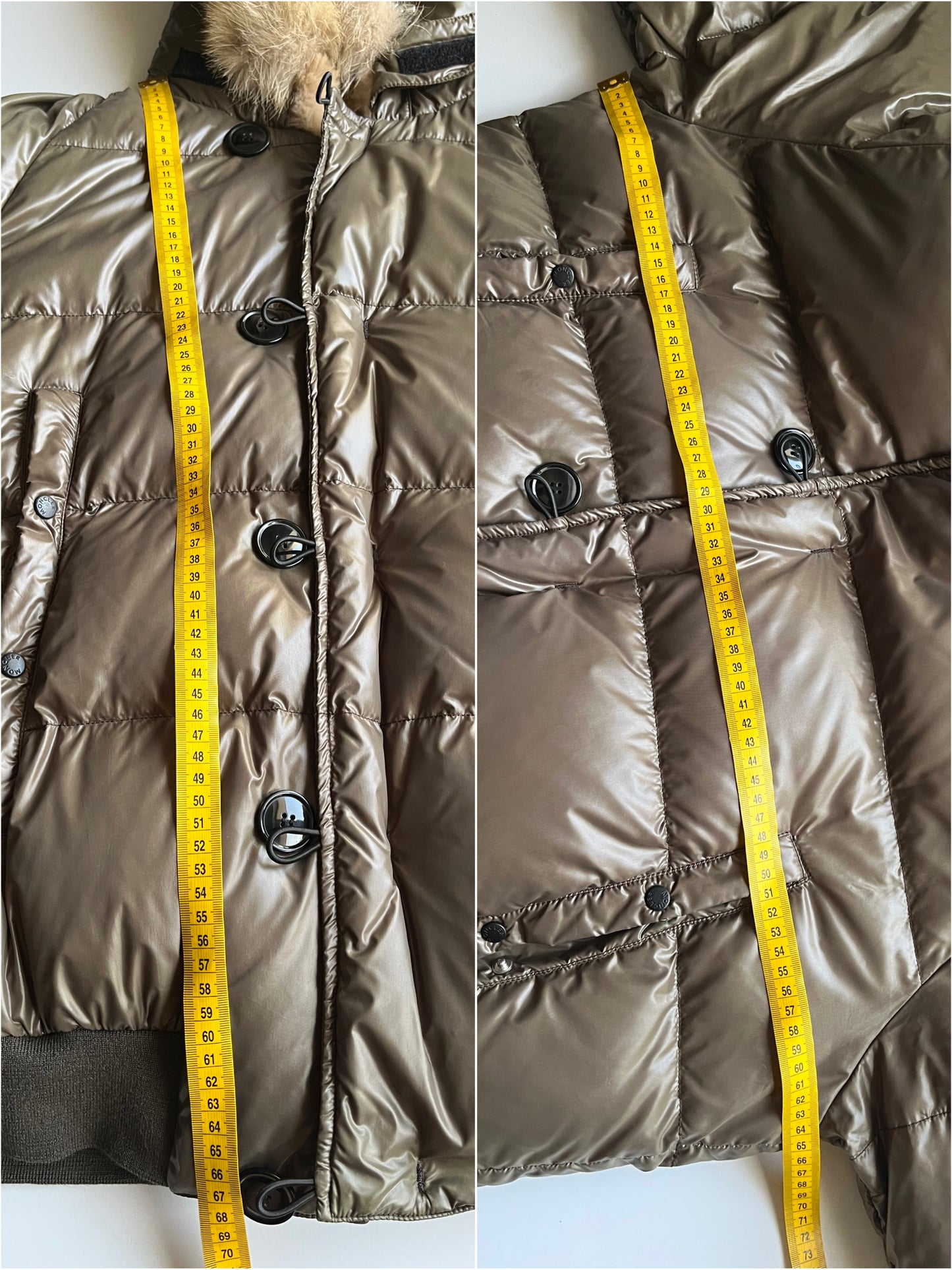 00’s MONCLER BULGARI real fur down jacket - size 5 (xl/xxl) - khaki