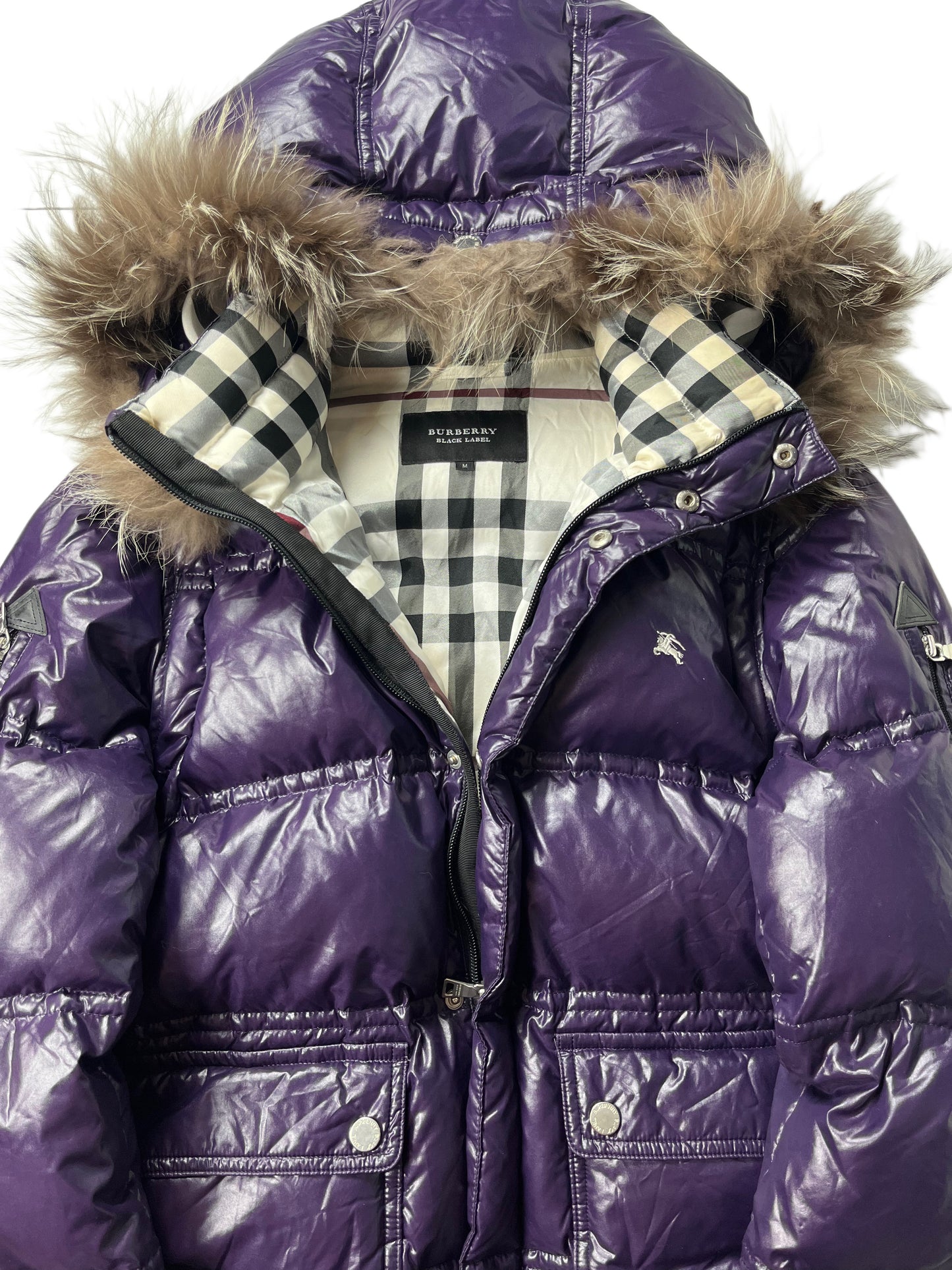 00’s BURBERRY made in Japan real fur down jacket (S/M) - purple