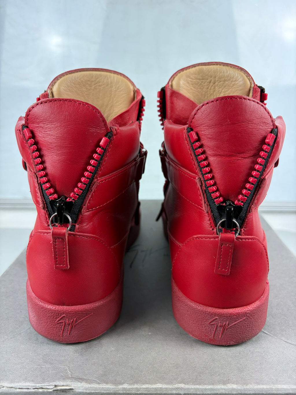 Giuseppe Zanotti 'Coby' double strap high tops - eu 41.5 / us 8.5 / uk 7.5 - triple red