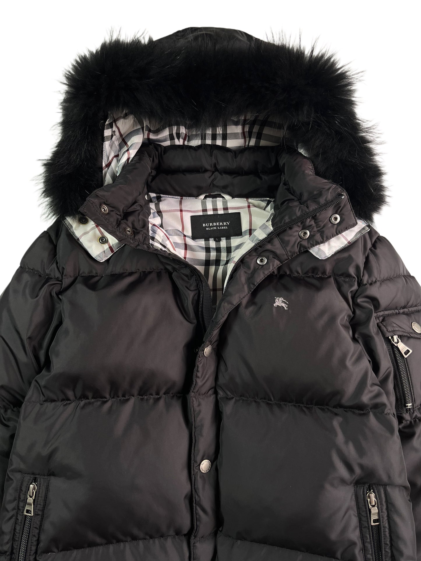 00’s BURBERRY made in Japan real fur down jacket (M/L) - black