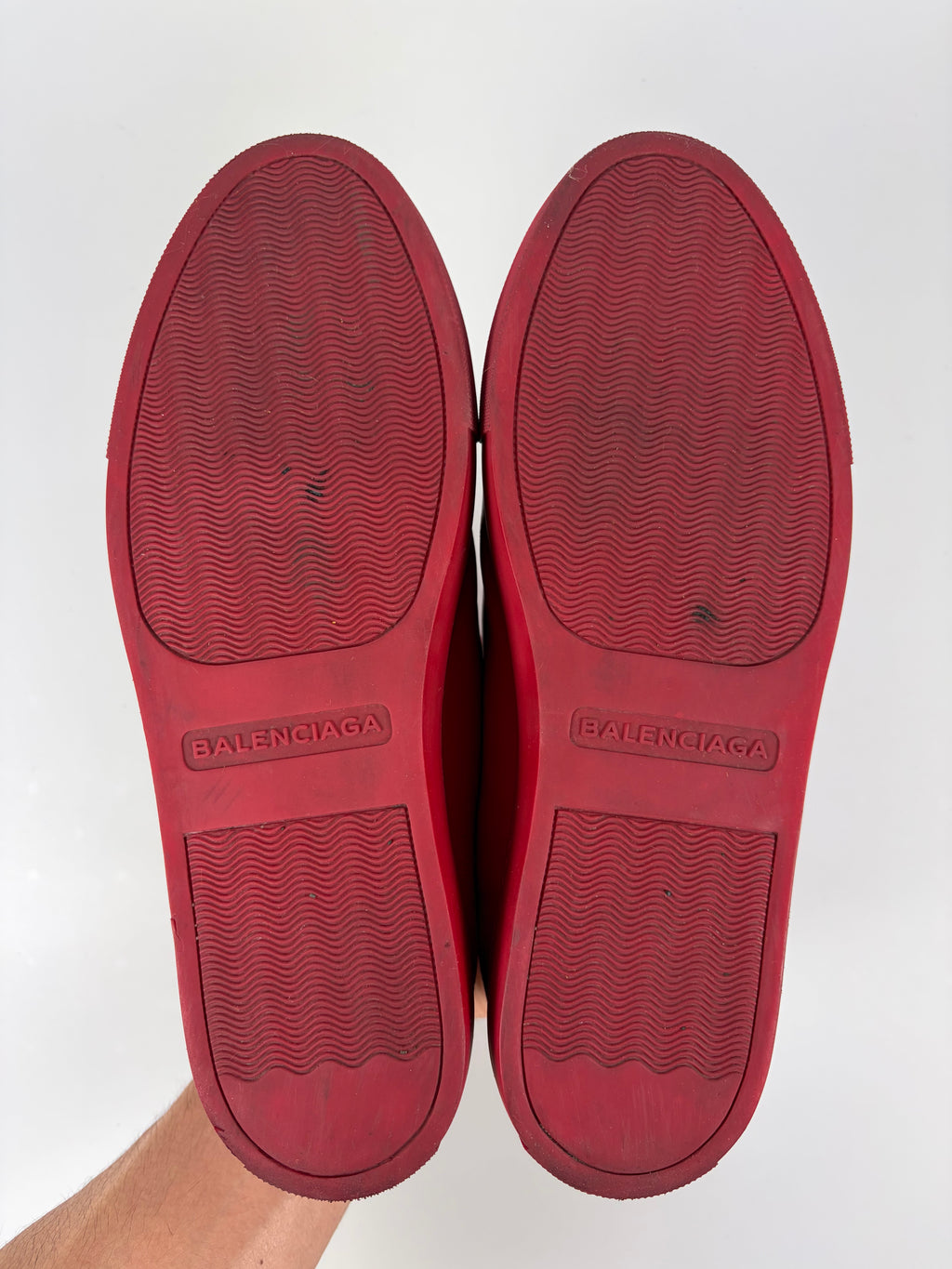 Balenciaga arena leather & suede high tops - eu 41 - red