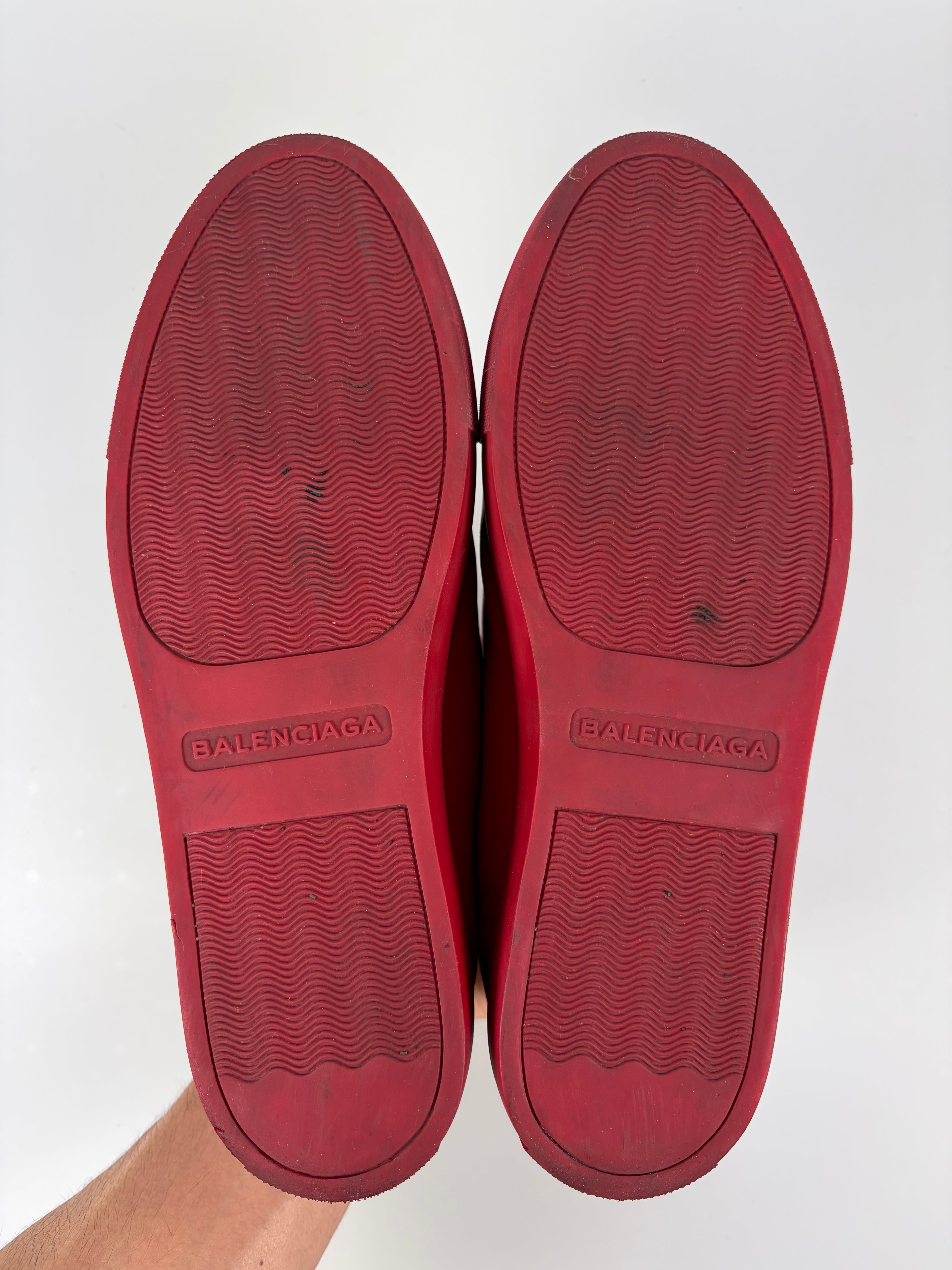 Balenciaga arena leather & suede high tops - eu 41 - red