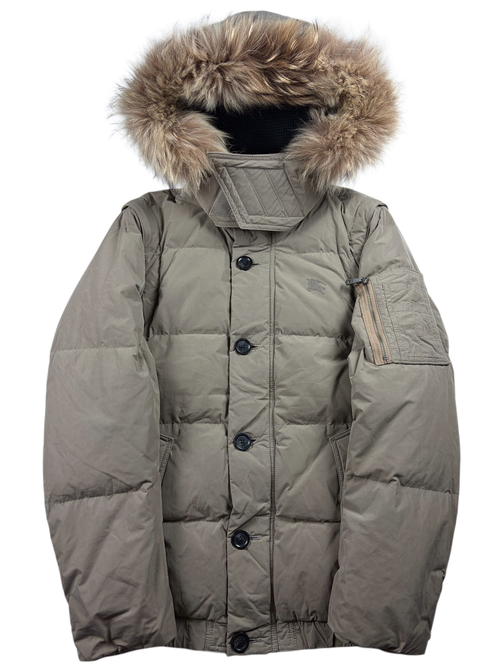 00’s BURBERRY Black Label real fur down jacket (M/L) - light brown