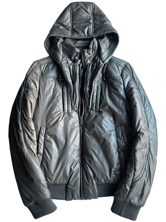 00’s Dolce & Gabbana Multi Zips Avant Garde Grey Astro Bomber Jacket (S/M) - dark grey