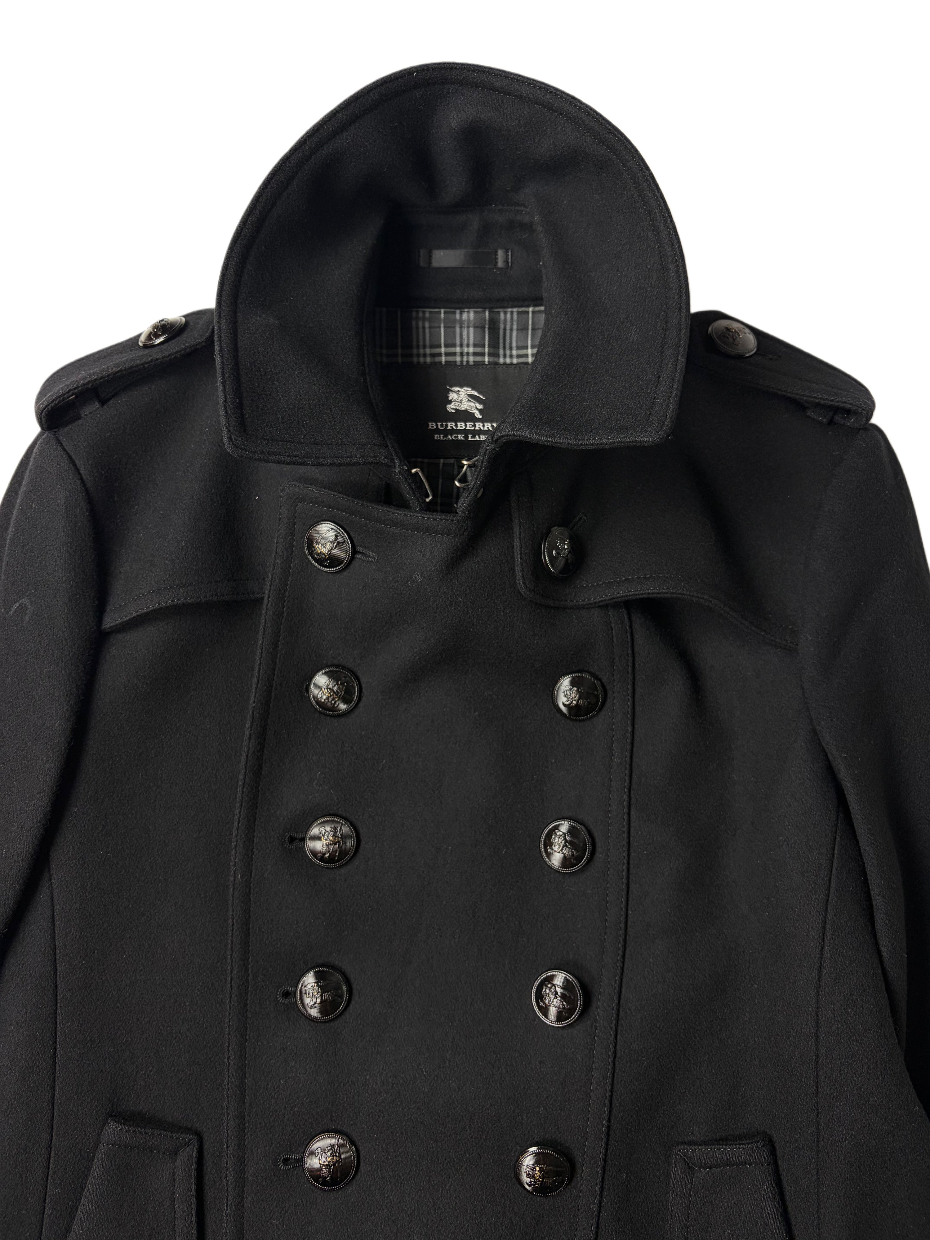 00's Burberry Black Label Napoleon coat jacket - S/M - black