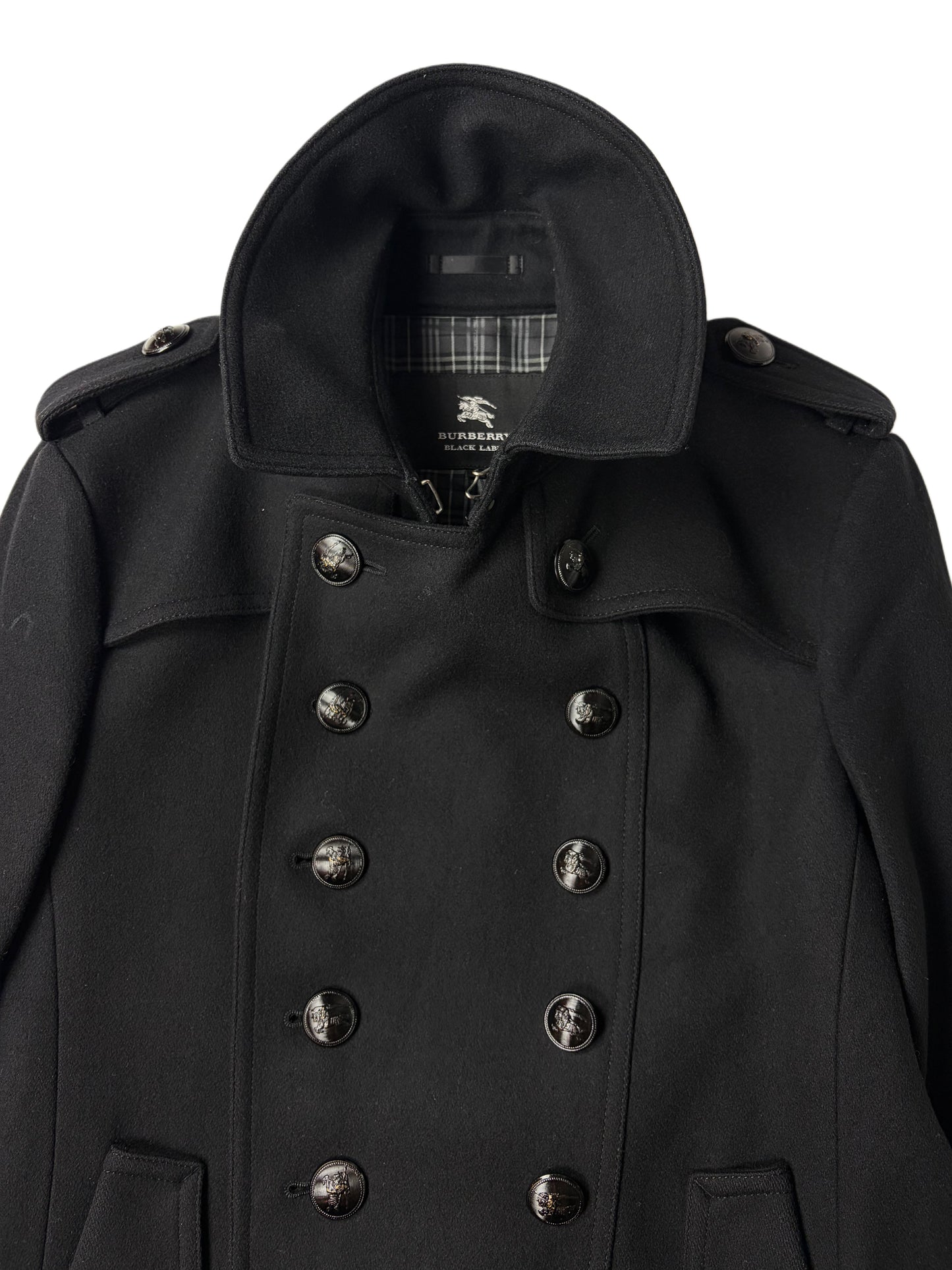 00’s Burberry Black Label Napoleon coat jacket - S/M - black