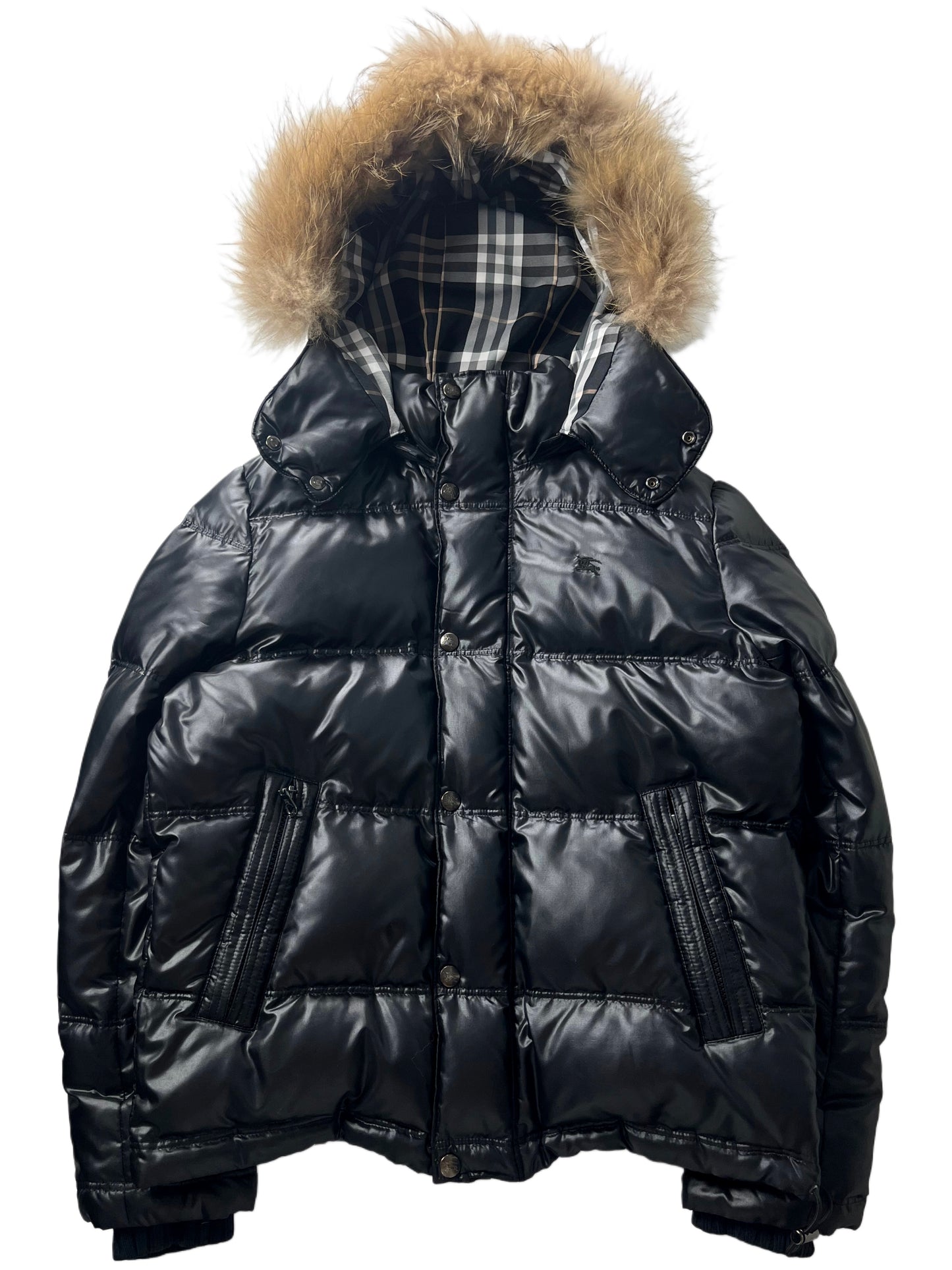 00’s BURBERRY made in Japan real fur down jacket (XS/S) - black