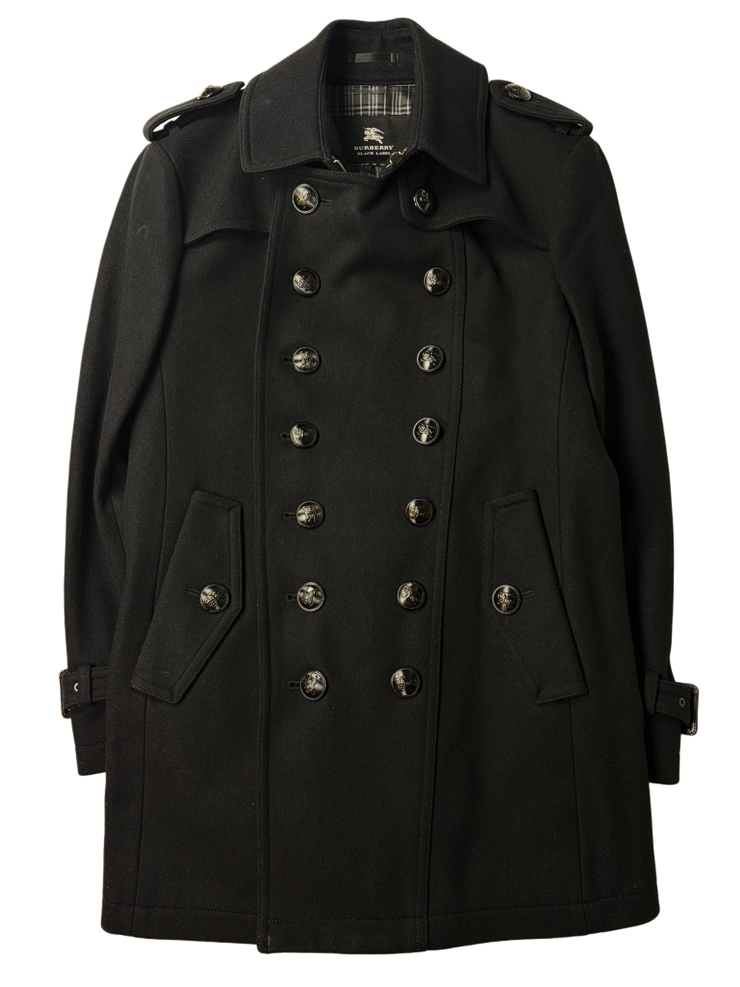 00’s Burberry Black Label Napoleon coat jacket - S/M - black