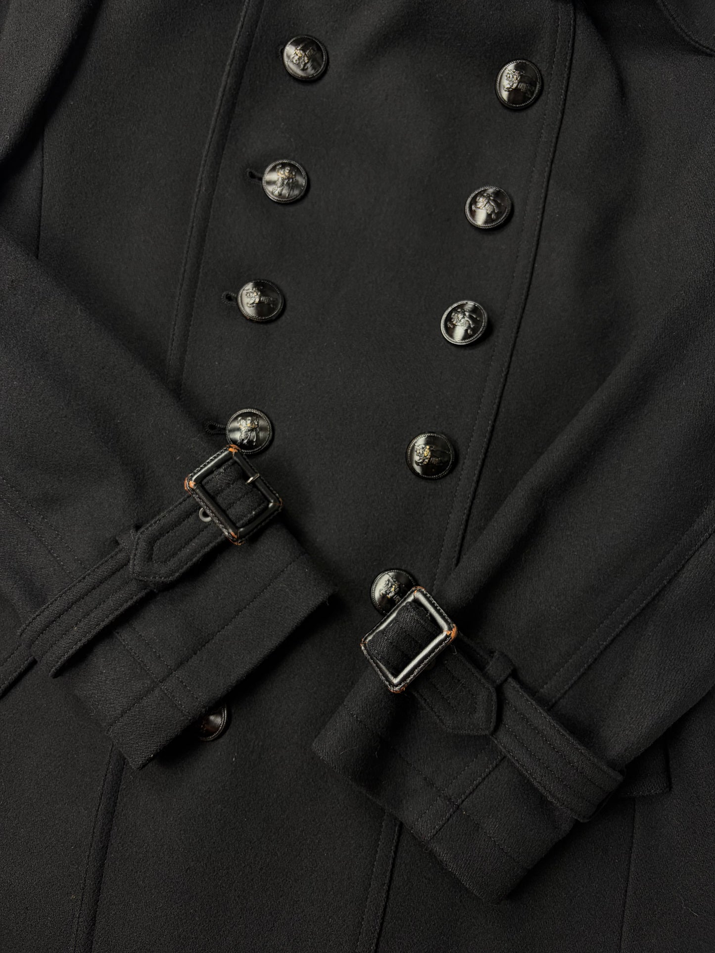 00’s Burberry Black Label Napoleon coat jacket - S/M - black