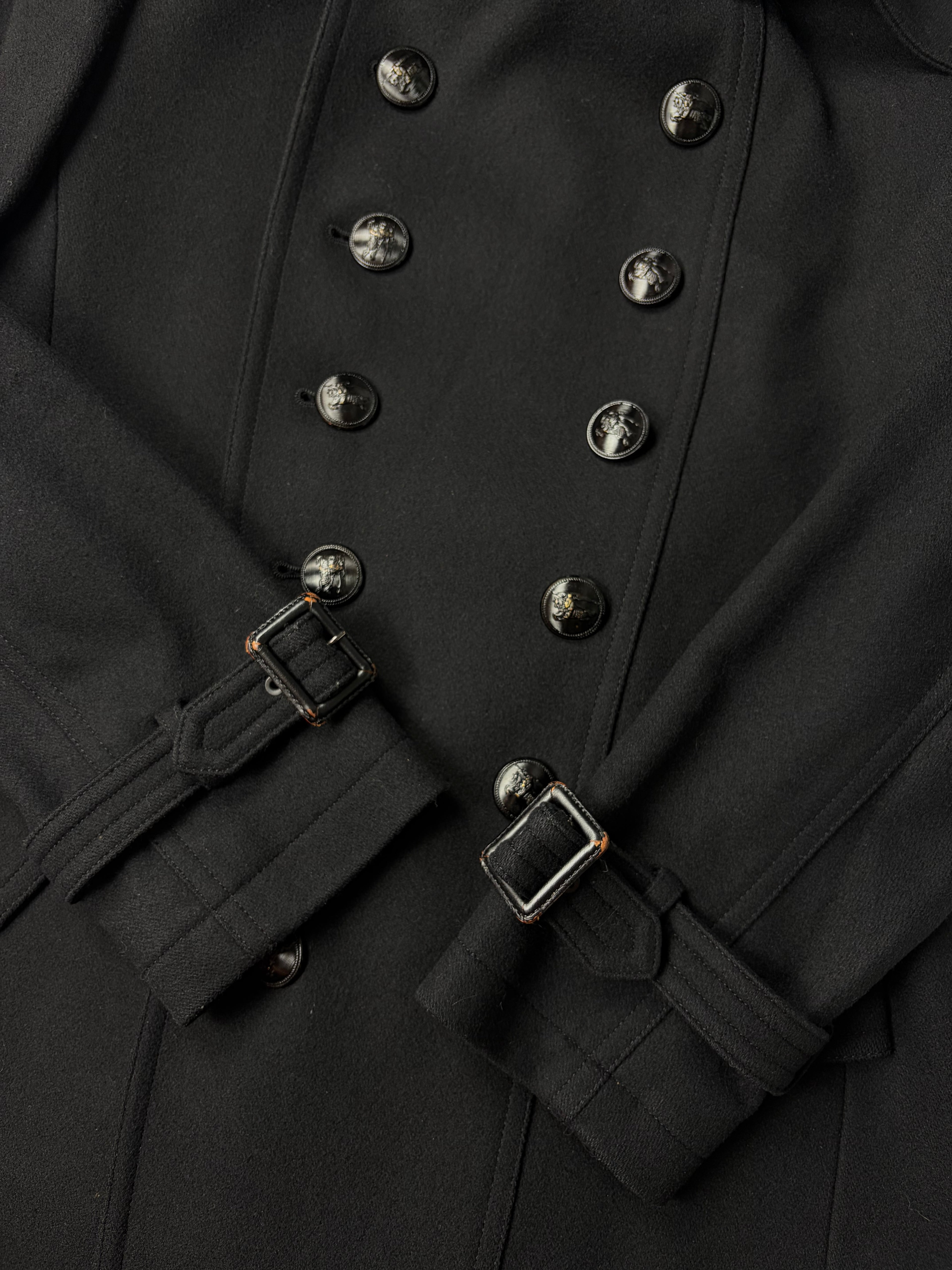 00’s Burberry Black Label Napoleon coat jacket - S/M - black