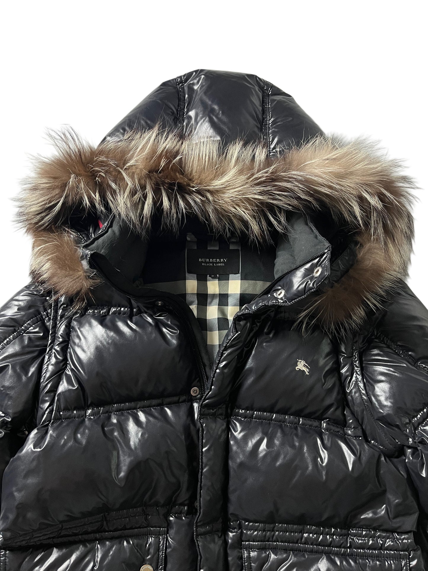 00’s BURBERRY made in Japan real fur down jacket (S/M) - black