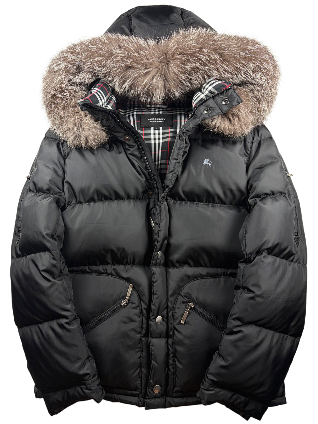 00’s BURBERRY Black Label real fur down jacket (S/M) - black