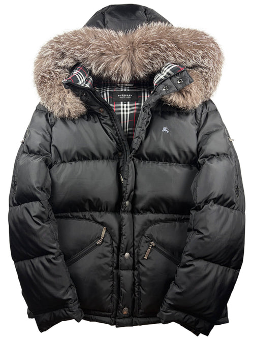 00’s BURBERRY Black Label real fur down jacket (S/M) - black