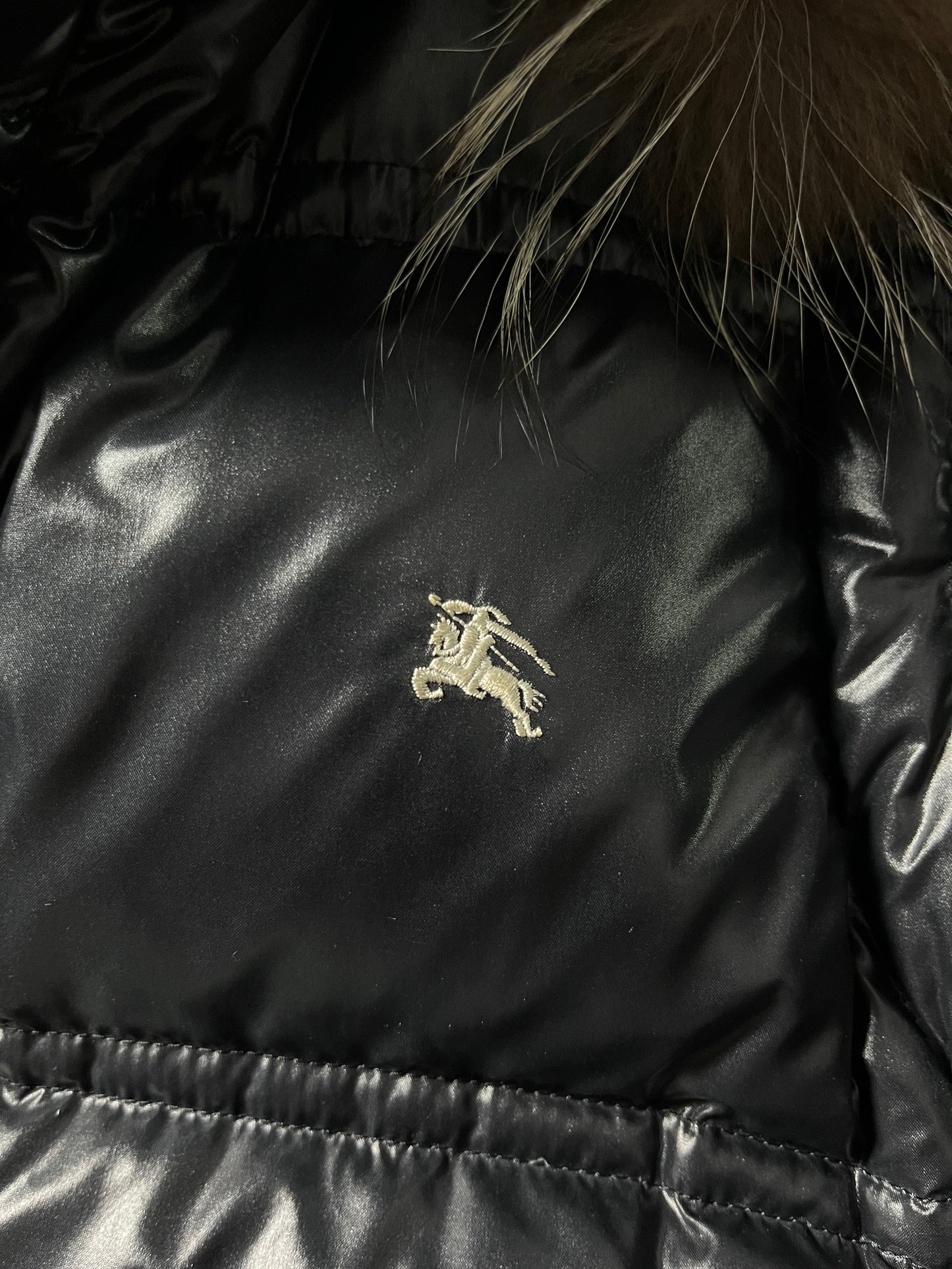 00’s BURBERRY made in Japan real fur down jacket (S/M) - black