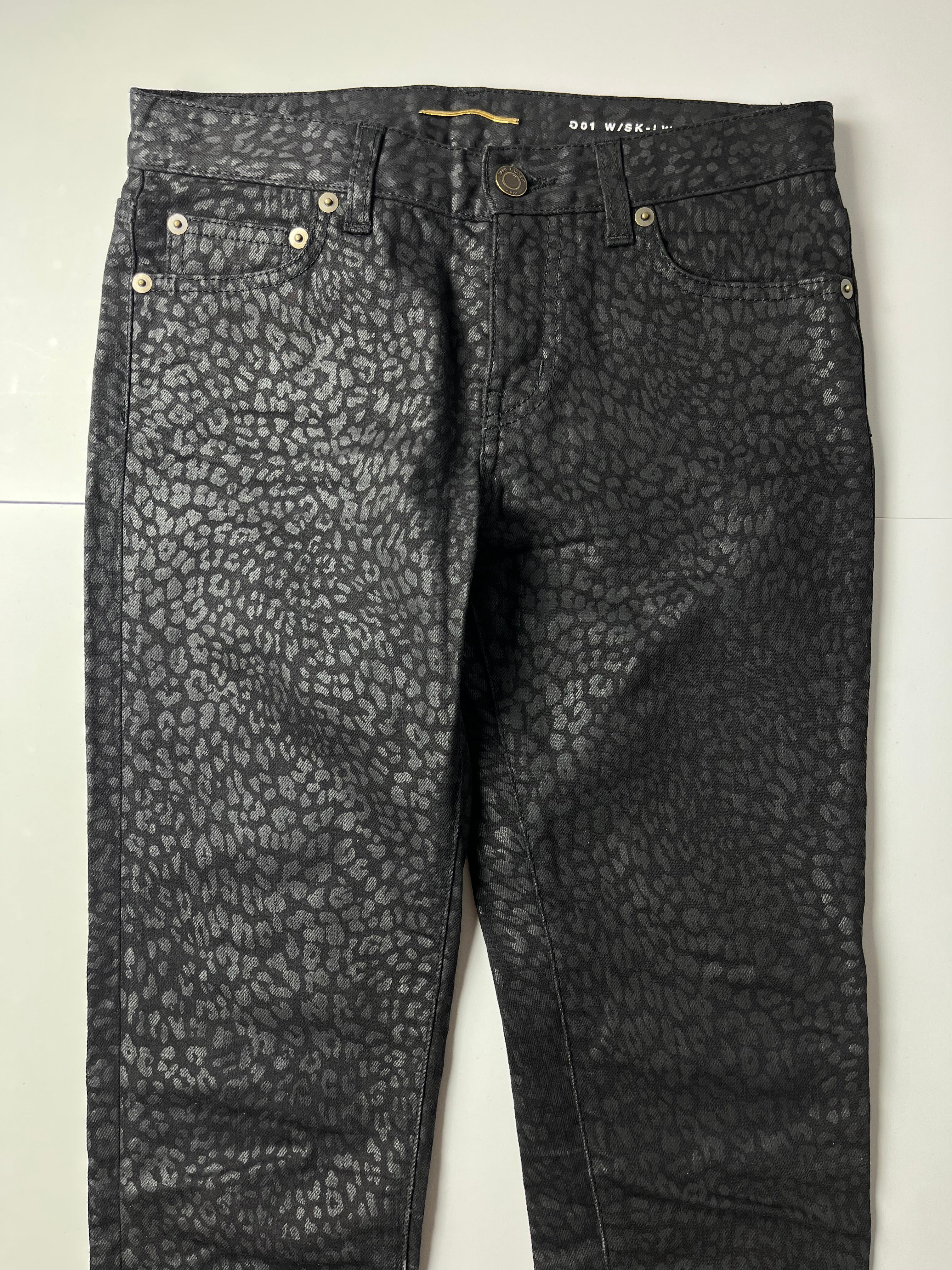 2014 Saint Laurent leopard print jeans (W25)