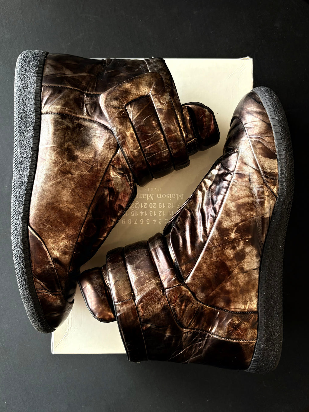 2016 Maison Margiela Future ‘Metallic Bronze’ high tops - eu 43 / us 10