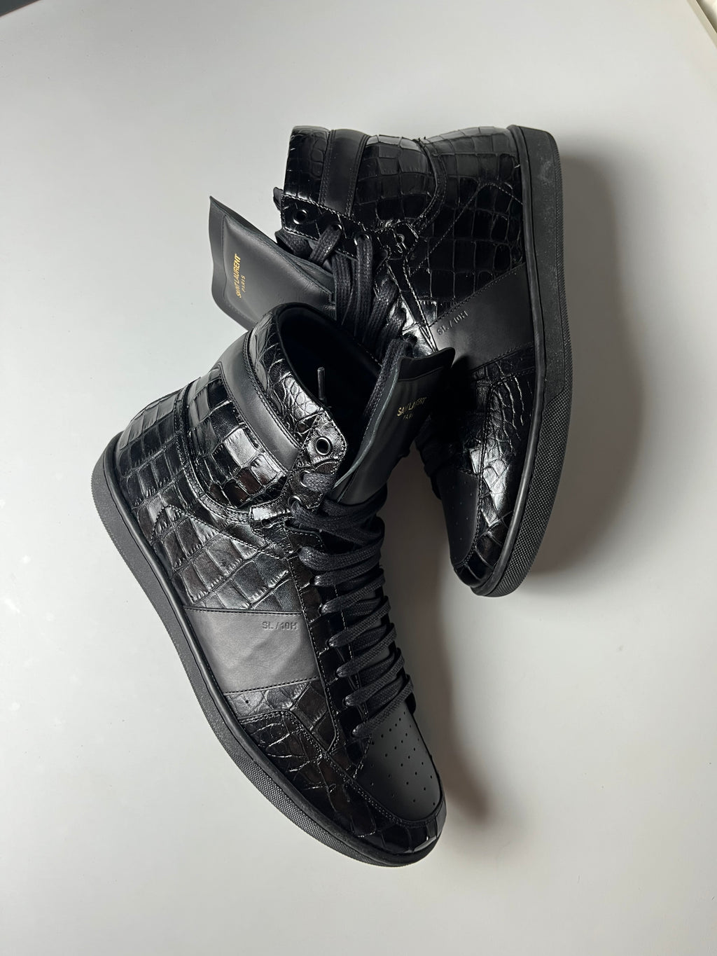 Saint Laurent embossed croc leather high tops - Eu 42 - black