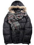 00’s BURBERRY Black Label real fur down jacket (M/L) - black
