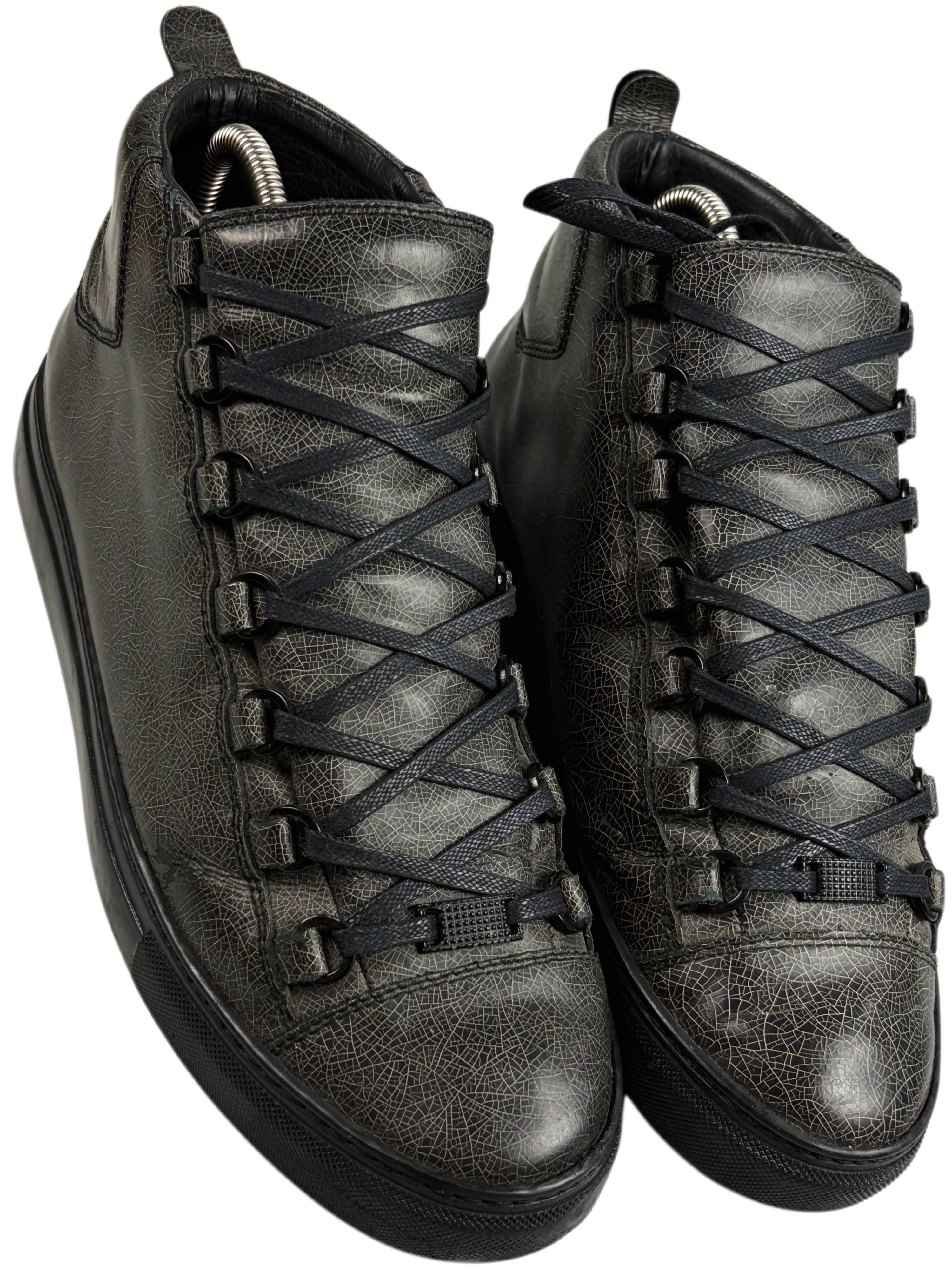 Balenciaga arena ‘Cracked leather’ high tops - eu 41 / us 8 - brown