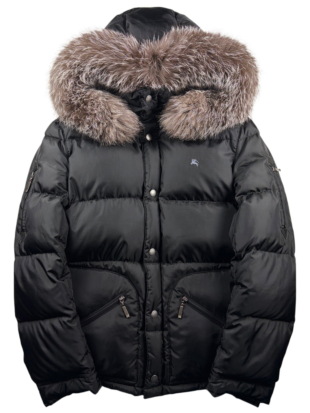 00’s BURBERRY Black Label real fur down jacket (S/M) - black