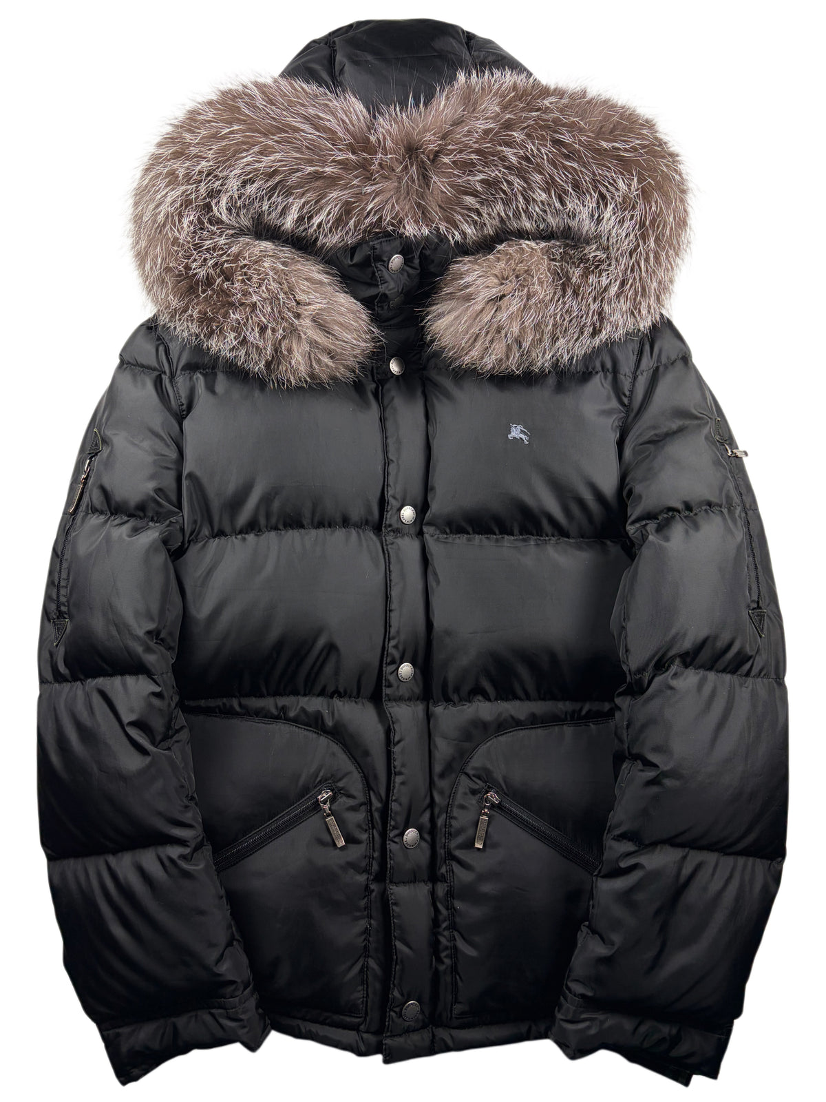 00’s BURBERRY Black Label real fur down jacket (S/M) - black